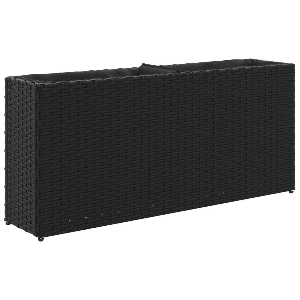 vidaXL Hochbeet Hochbeet mit 2 Fächern Schwarz 90x20x40 cm Poly Rattan (1 St)