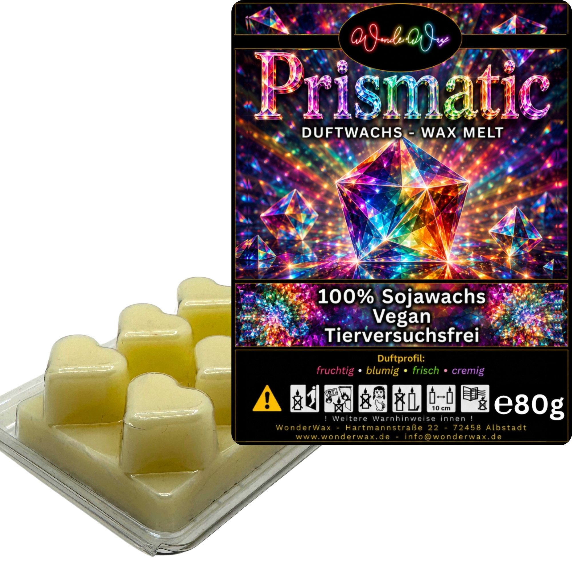 WonderWax Duftwachs WonderWax® Duftwachs 6 Herzen, (Prismatic), Duftrichtung: Prismatic