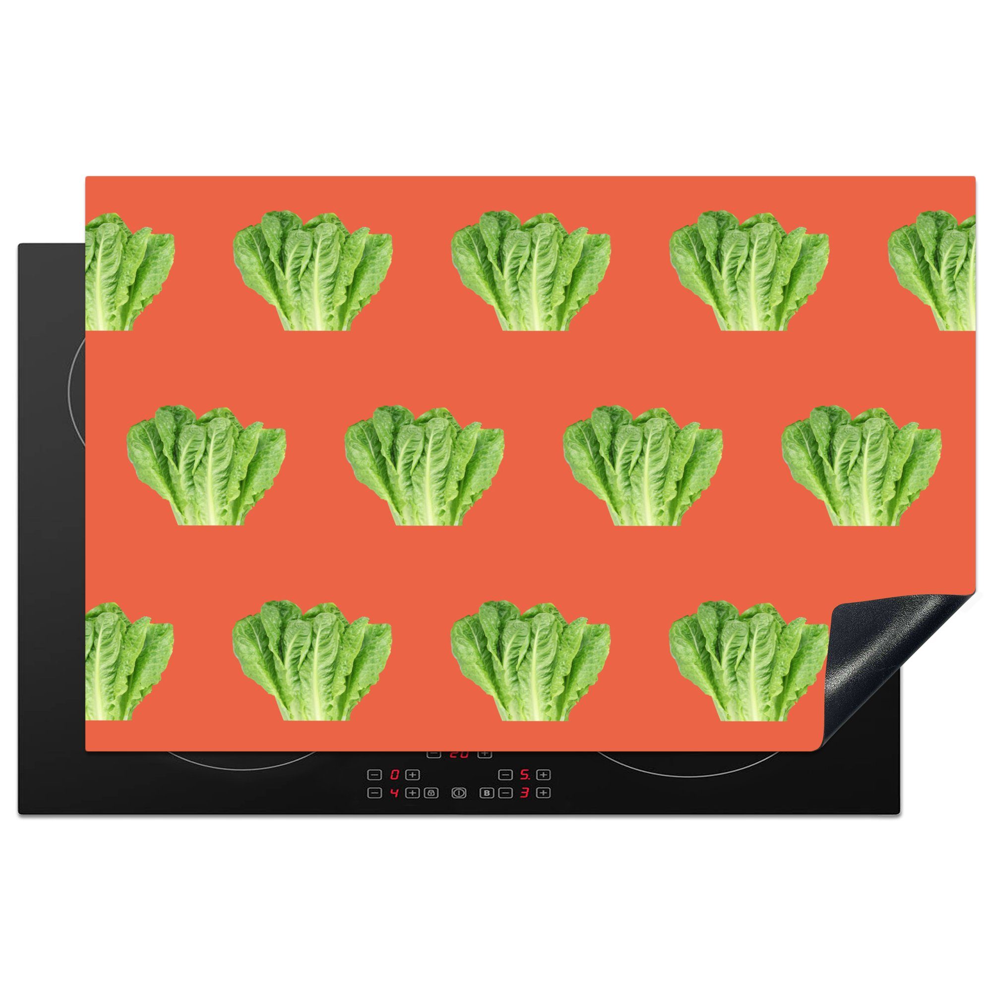 MuchoWow Herdblende-/Abdeckplatte Gemüse - Muster - Rot, Vinyl, (1 tlg), 81x52 cm, Induktionskochfeld Schutz für die küche, Ceranfeldabdeckung