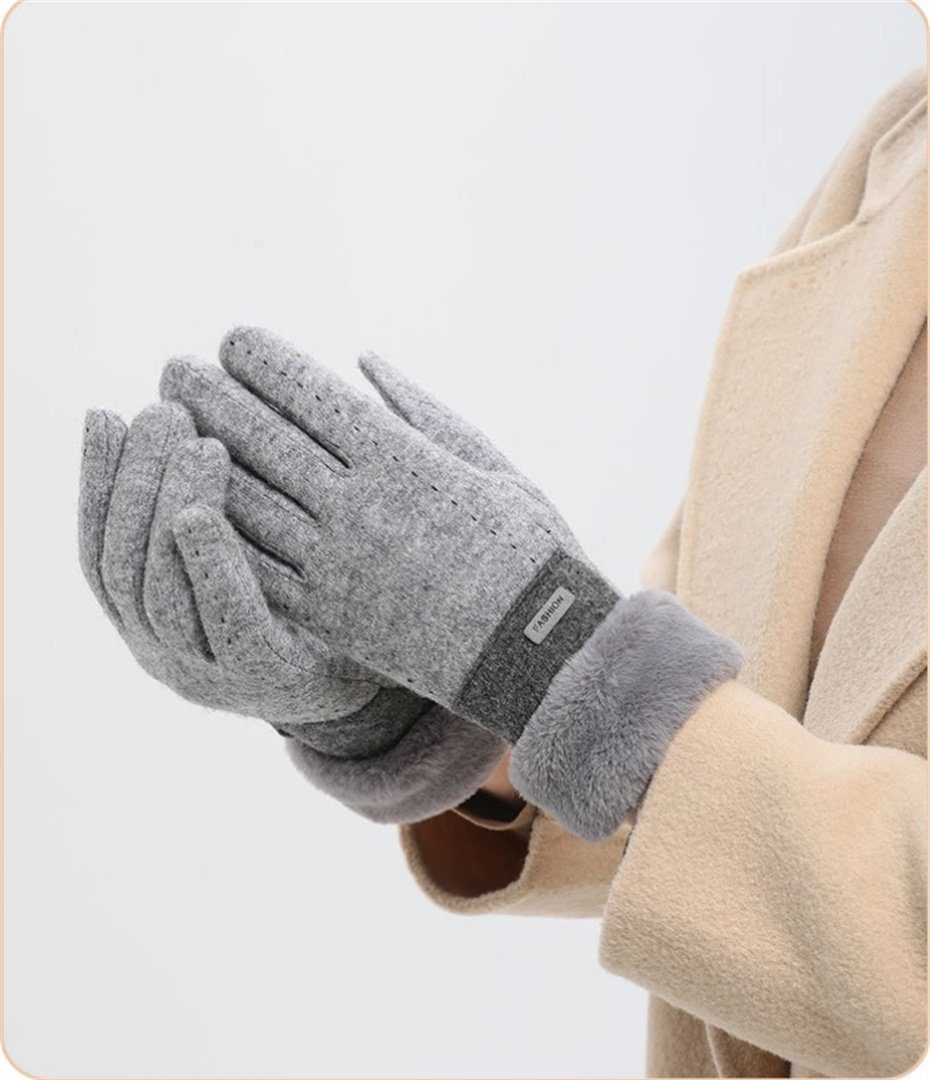 L.Ru UG Sie Thermohandschuhe, Kälteschutz und Winddichte Damenhandschuhe, für Fleecehandschuhe Gestrickte Outdoor-Reiten halten die warm geeignet thermische