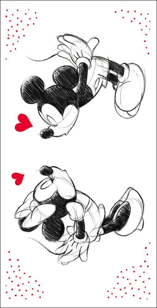 Heimtextilien Badetücher Disney Badetuch weiches Bade/Duschtuch Minnie & Mickey in Love Größe: 70 x 140 cm 100% Baumwolle (1-St)