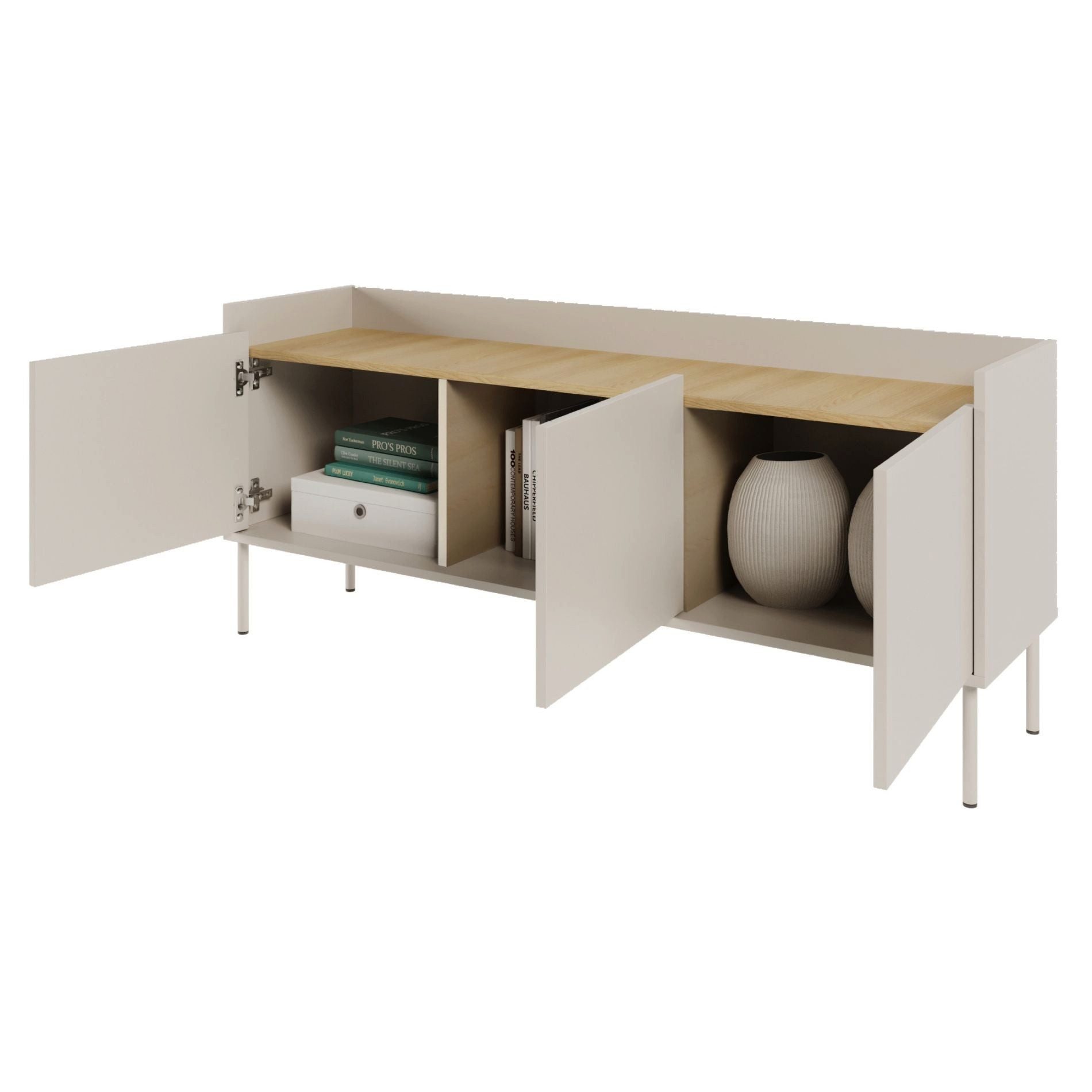 Selsey TV-Schrank TOVI Lowboard mit Stauraum und Metallfüßen, 175 / 140 cm breit – Bild 4 von 5