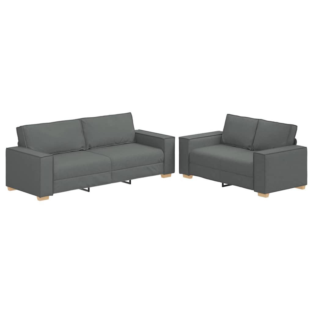 vidaXL Sofa 2-tlg. Sofagarnitur mit Kissen Dunkelgrau Stoff, 1 Teile