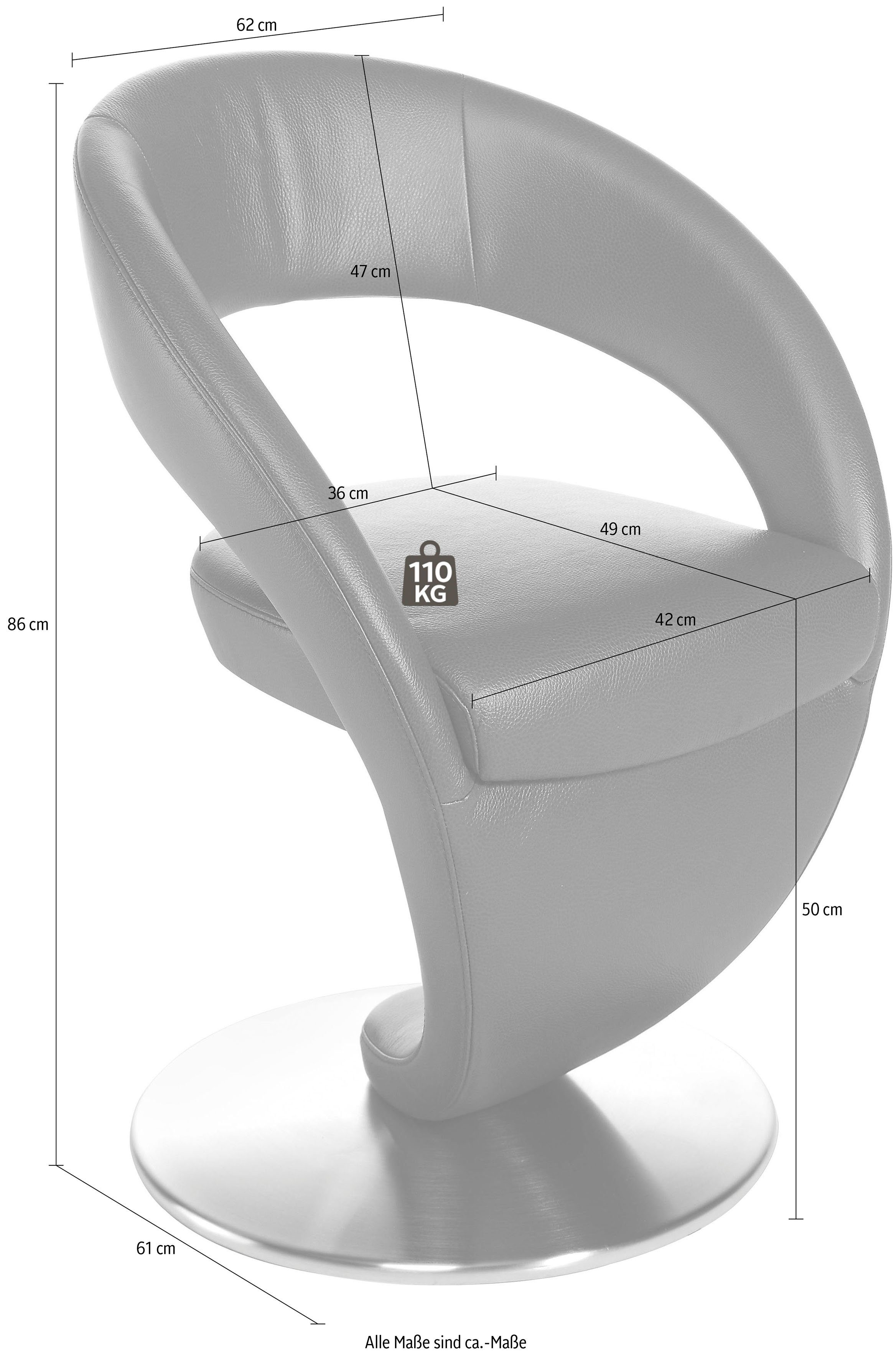 Drehteller Komfort K+W & Wohnen Wave, Edelstahloptik Design-Drehstuhl, Drehstuhl in