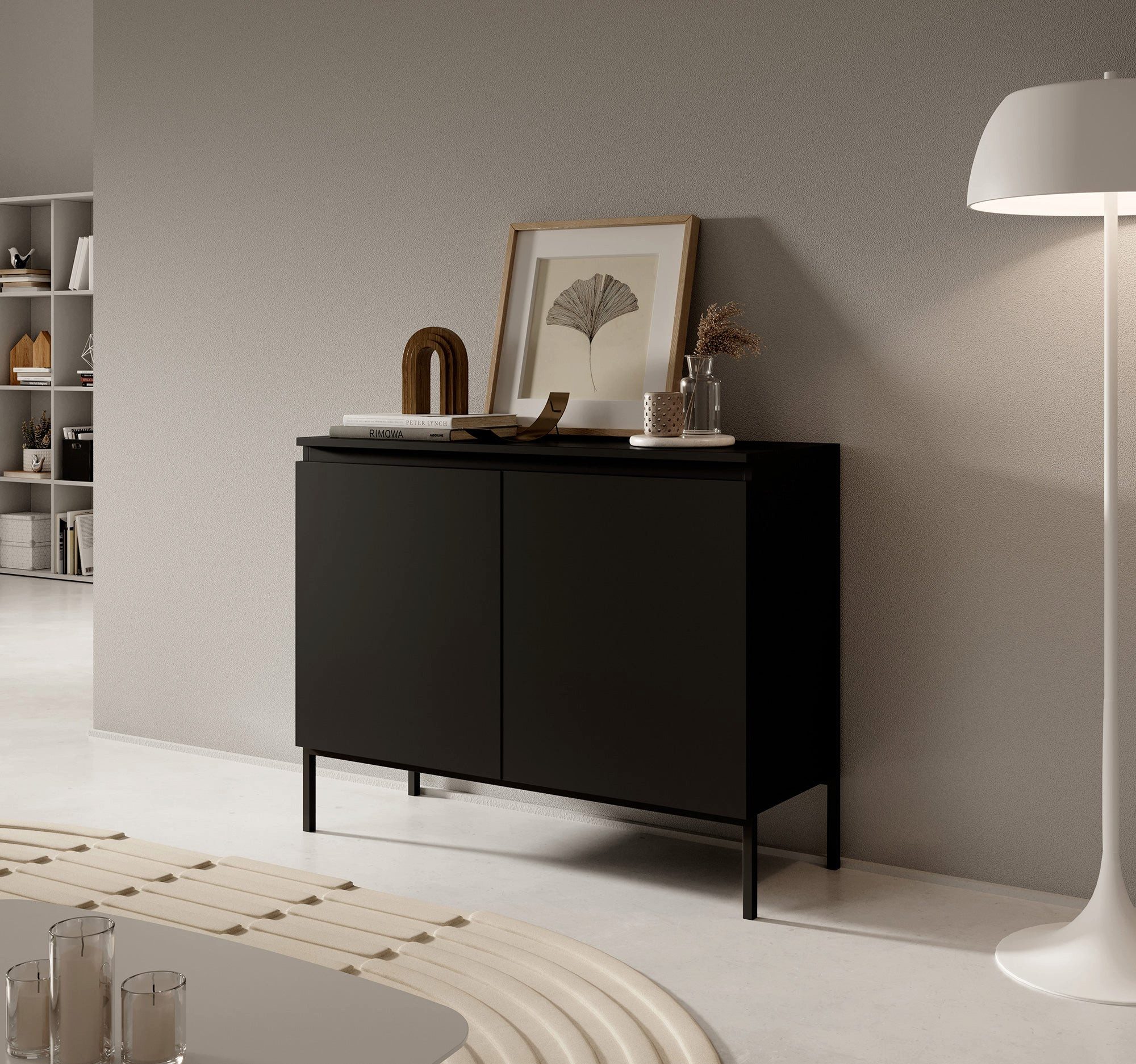 Selsey Sideboard BEMMI, 2-türig mit 4 Fächern, Metallgestell in Schwarz