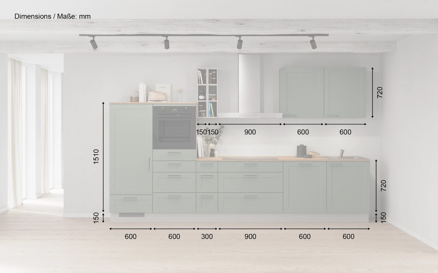 nobilia® Küchenzeile Elin, individuell anpassbar, gratis Küchenplanung mit Profis, (Breite 360 cm), vormontiert, wahlw. mit E-Geräten, inkl. Lieferung