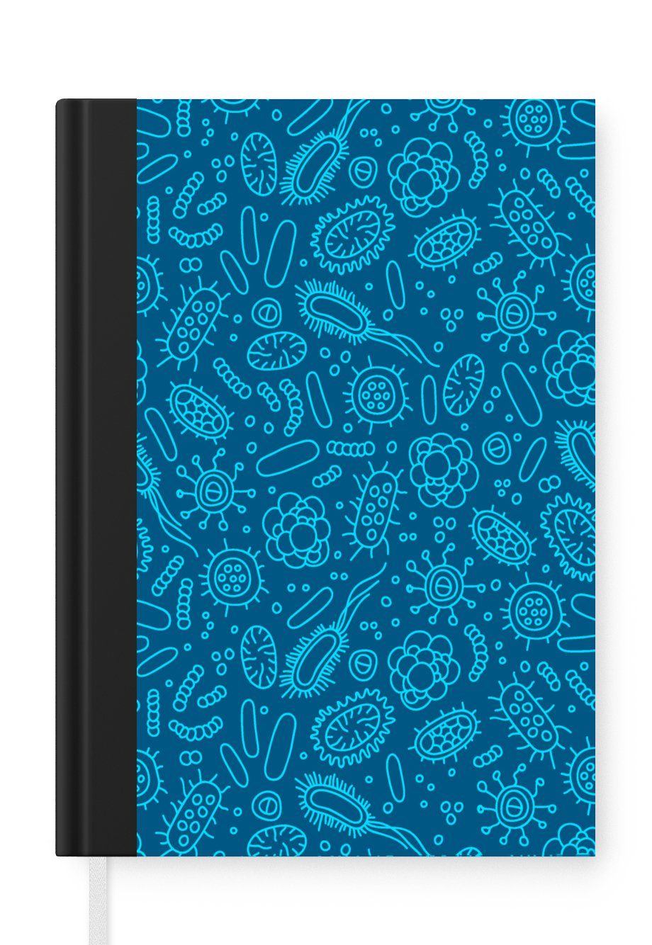 MuchoWow Notizbuch Blau - Bakterien - Viren - Design, Journal, Merkzettel, Tagebuch, Notizheft, A5, 98 Seiten, Haushaltsbuch