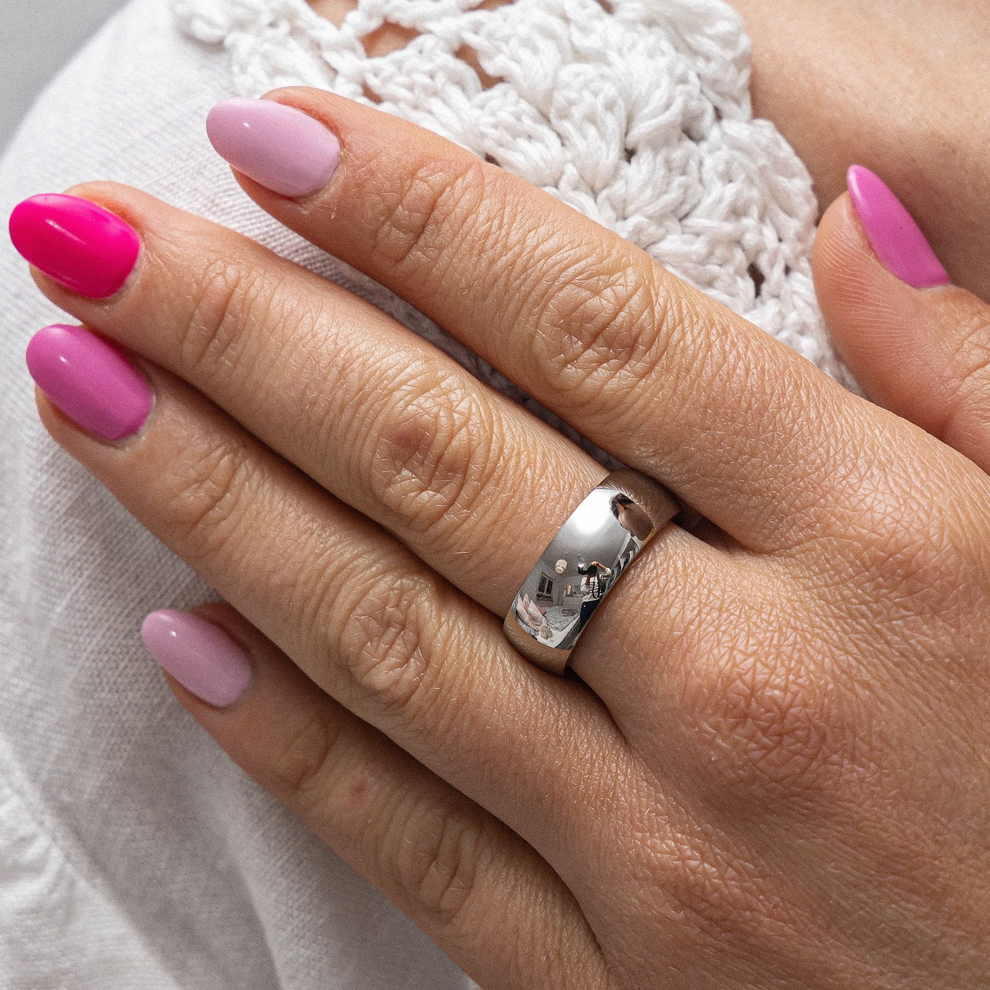 Zeeme Fingerring Edelstahl glanz poliert 8mm breit