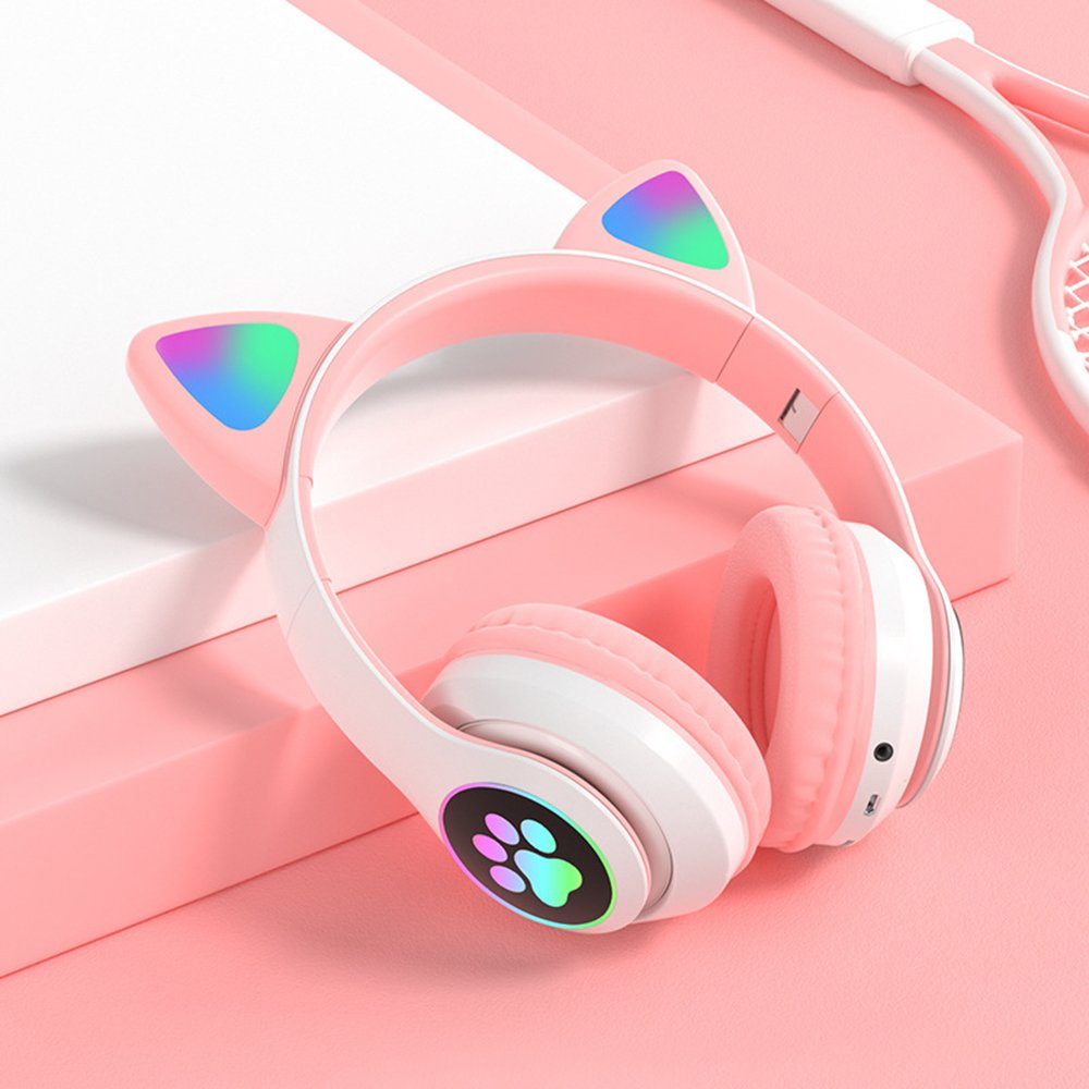 GelldG Bluetooth Kopfhörer Kinder, Faltbare Ear Over Bluetooth-Kopfhörer Kopfhörer rosa Mädchen