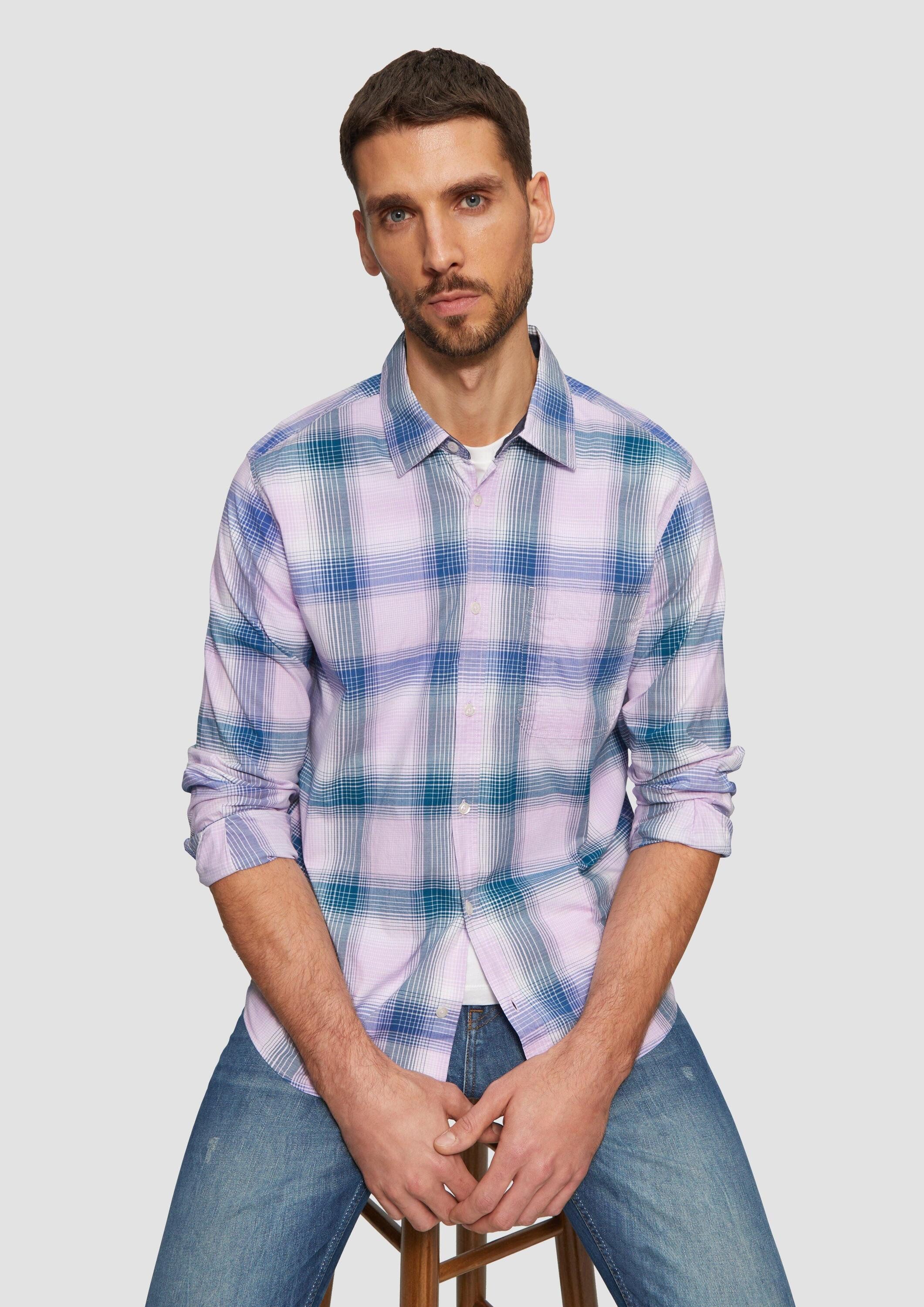 s.Oliver Langarmhemd Hemd Regular Fit: Kariertes Hemd aus Baumwollstretch m günstig online kaufen