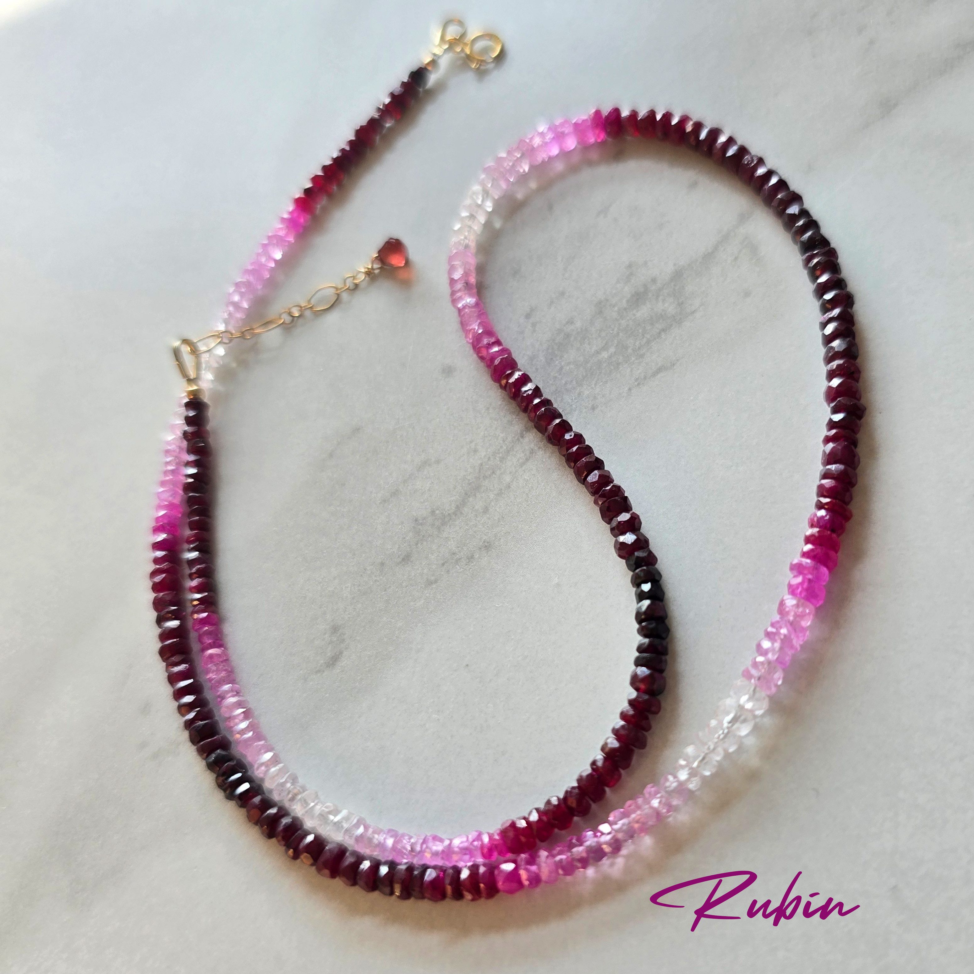 GOLDEN Charm-Kette Rubin Halskette mit natürlichem Rubin und Verlängerungskette