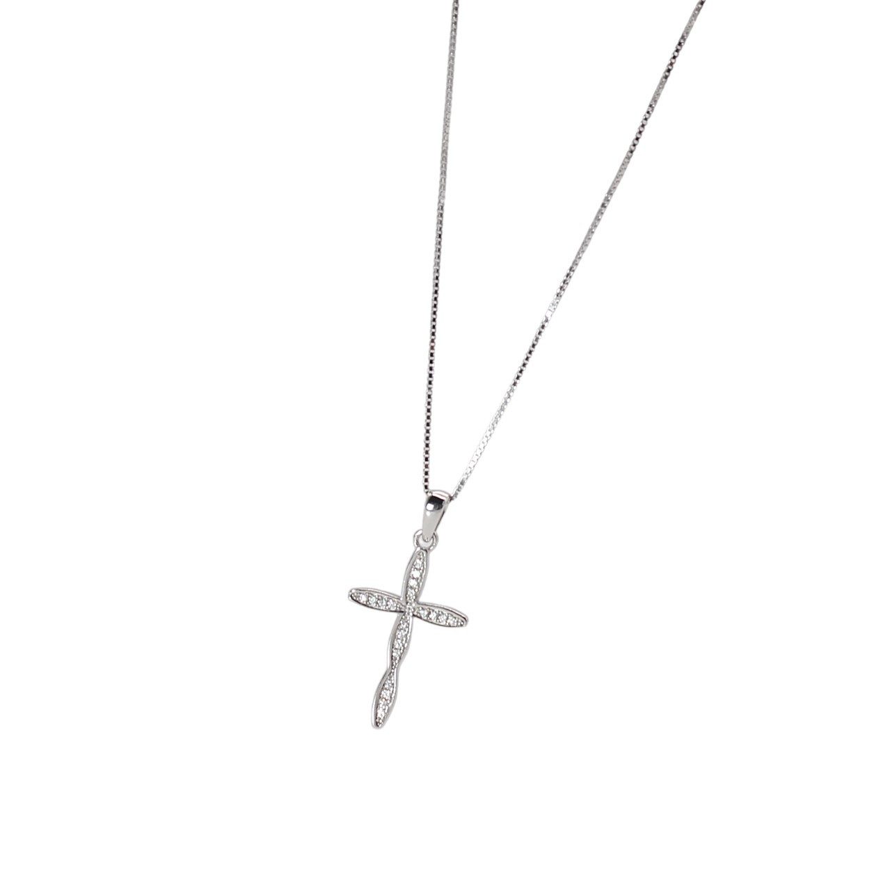 Kreuzkette Silberkette Damen Kette mit Jesus Kreuz Anhänger Halskette Schmuck
