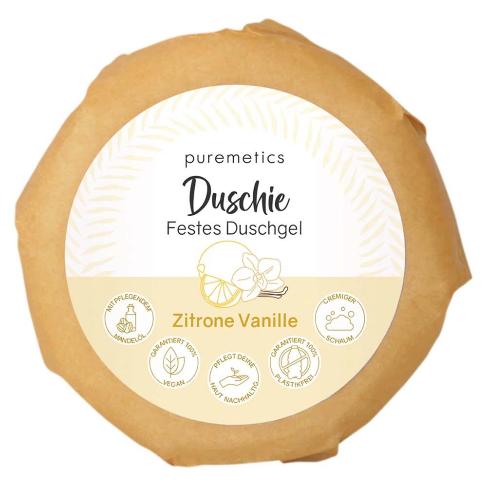 puremetics Haarseife Duschie Festes Duschgel - Zitrone Vanille 60g