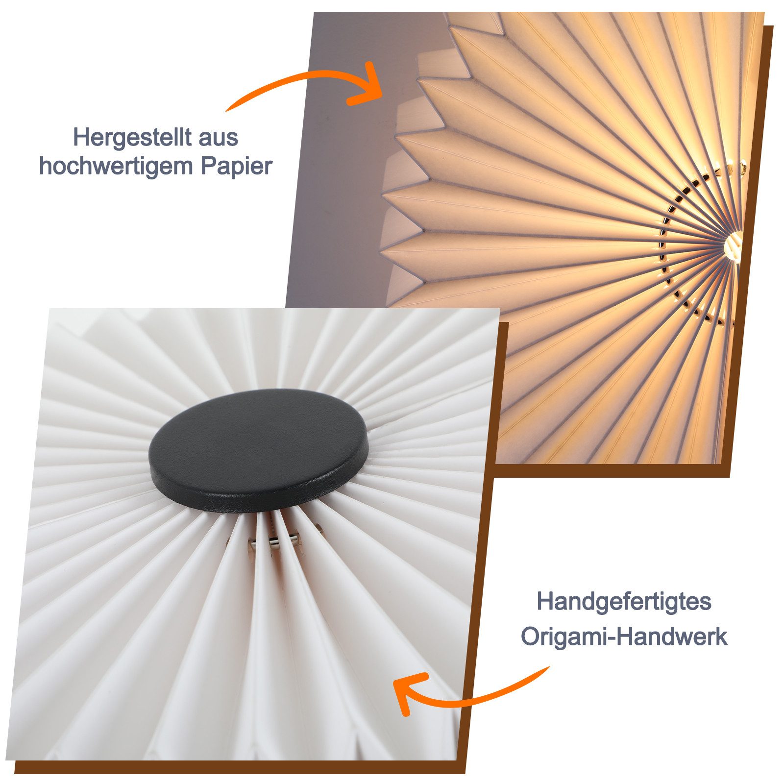 ZMH Tischleuchte G9 Origami Papier Weiß, ohne Leuchtmittel, Nachttischlampe mit Metallfuß und Kabelschalter, max. 40 W – Bild 4 von 5