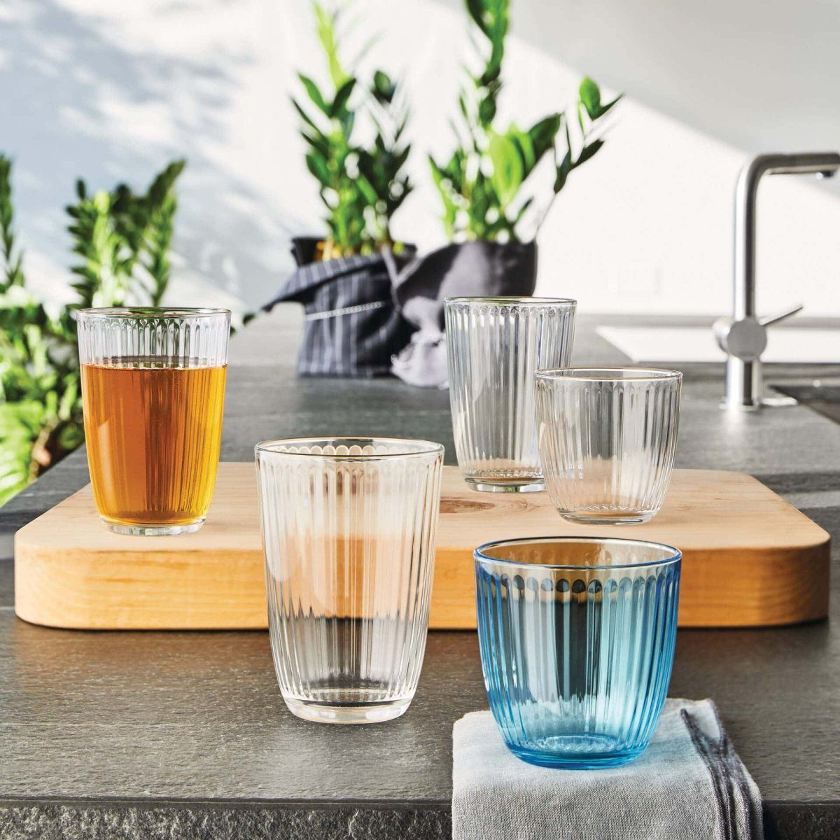 Bormioli Rocco Glas 6er Set - Wasserglas Line Acqua 290 ml (Farbe: Rosa)