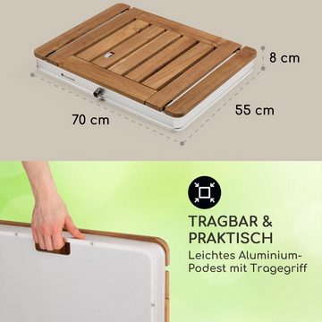 blumfeldt Gartendusche Sumatra Teak Square Gartendusche (Packung, 1 St), Outdooor bodenplatte Bodendusche Fußdusche Außen ohne Stromanschluss