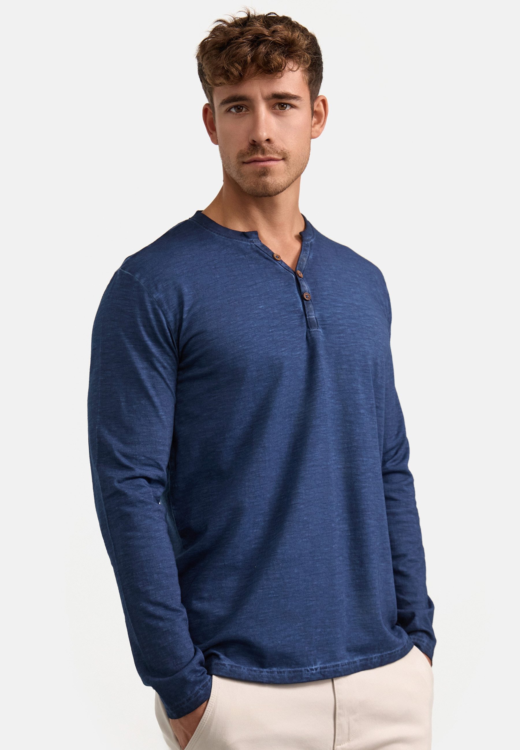 Indicode Langarmshirt Herren INKilsone Shirt Langarm Herrenshirt lässiges Longsleeve mit modischer Knopfleiste