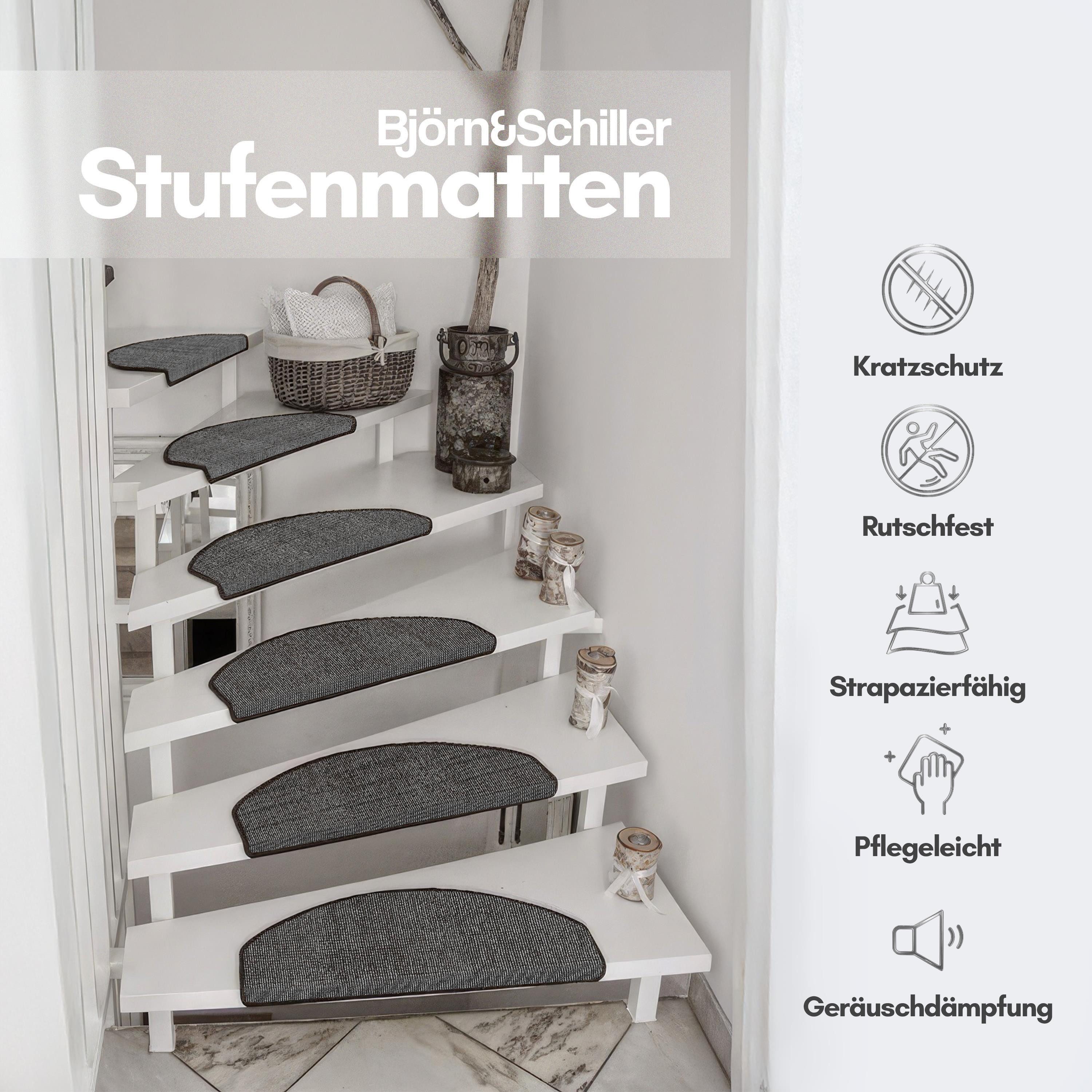 Björn&Schiller Stufenmatte Rutschfest Treppenmatten Halbrund, Treppenteppic günstig online kaufen