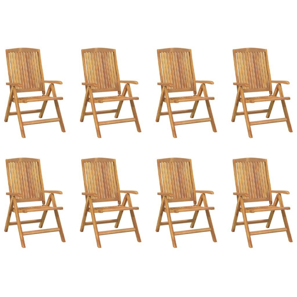 Massivholz Auflagen 8 Hochlehner Teak Gartenstühle mit Holzstuhle vidaXL Stk Gartenstuhl