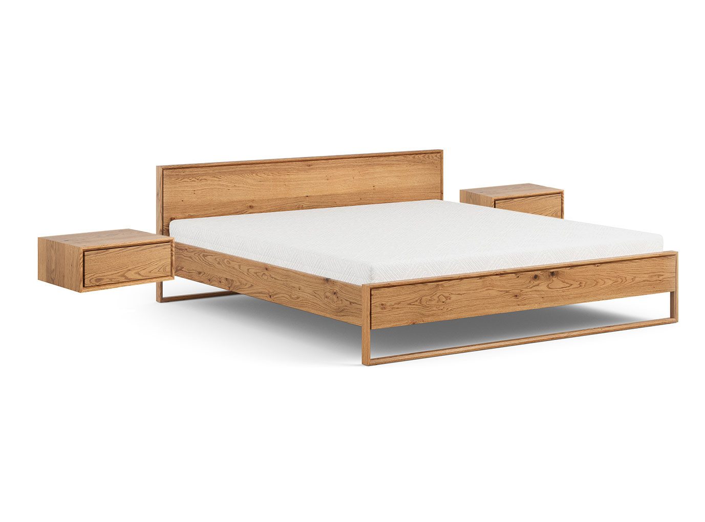 Feldmann-Wohnen Schlafzimmer-Set Adria, (3-teiliges Schlafzimmer-Set, 3-tlg., Massivholz, geölte Oberfläche), 3-teilig 140x200cm Wildeiche Natur