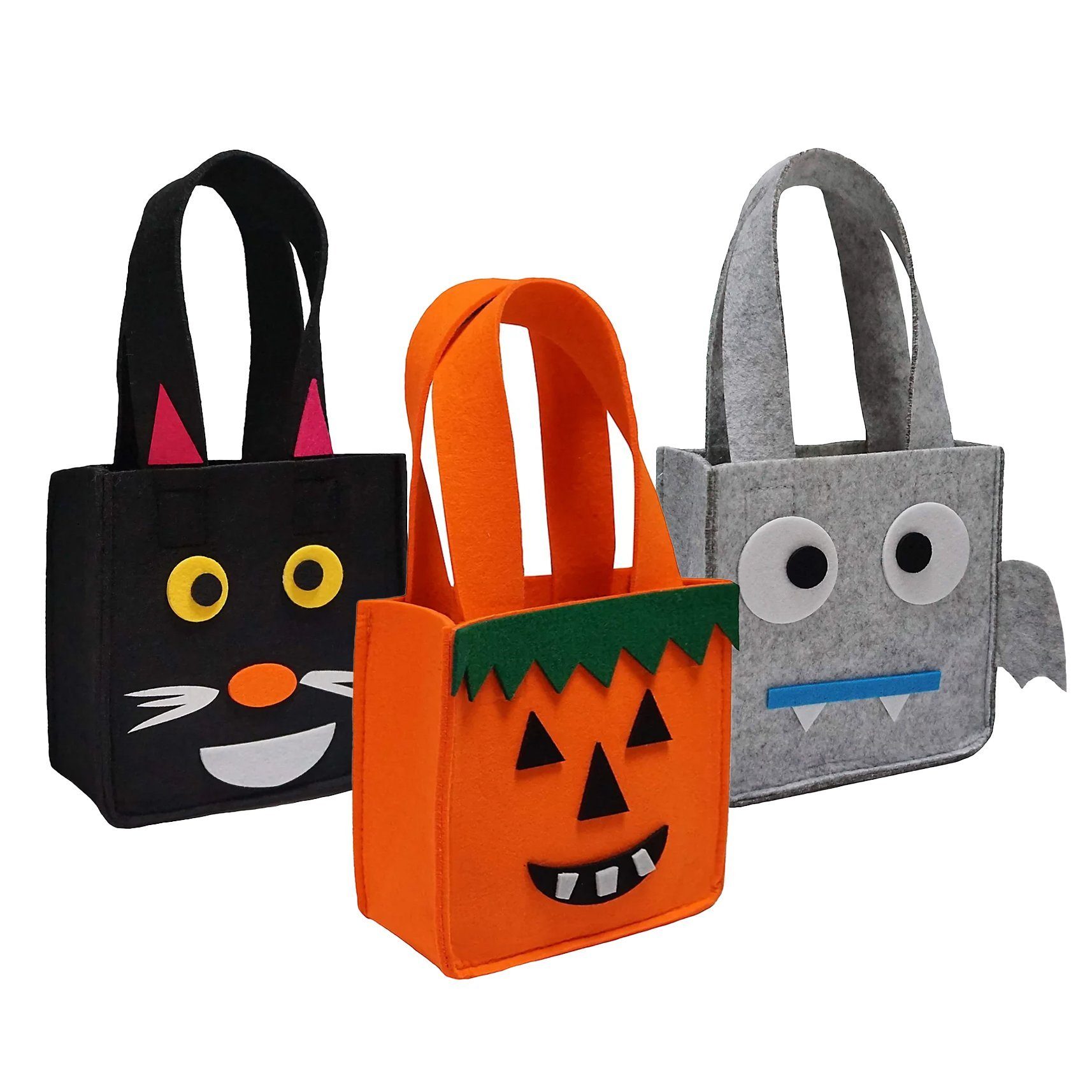 Metamorph Kostüm Halloween Kinder Taschen - Beutel 3er Set, 3er Set Süßes oder Saures Taschen für Kinder - das perfekte Accesso
