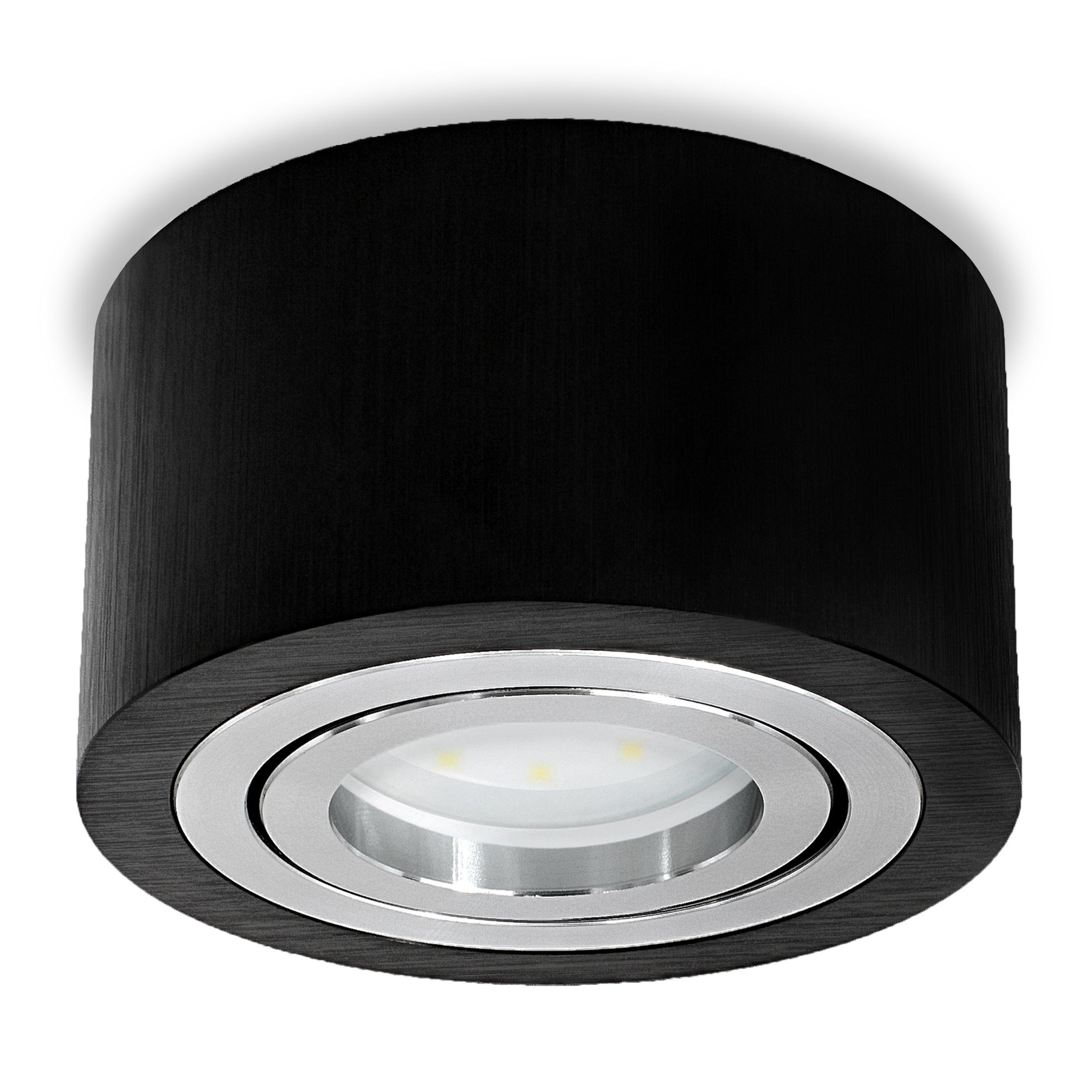 schwenkbar, SSC-LUXon schwarz, Decken-Aufbau-Spot Flacher mit Aufbauleuchte Warmweiß 5W, LED-Modul Alu