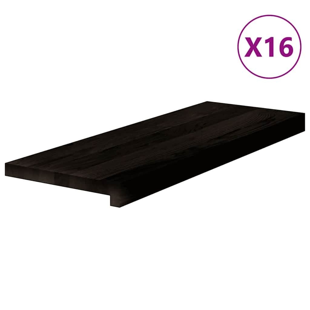 vidaXL Stufenmatte Treppenstufen 16 Stk. Braun-Schwarz 70x25x2 cm Massivholz Eiche, Hütte, Treppenstufen 16 Stk. Braun-Schwarz 70x25x2 cm Massivholz Eiche