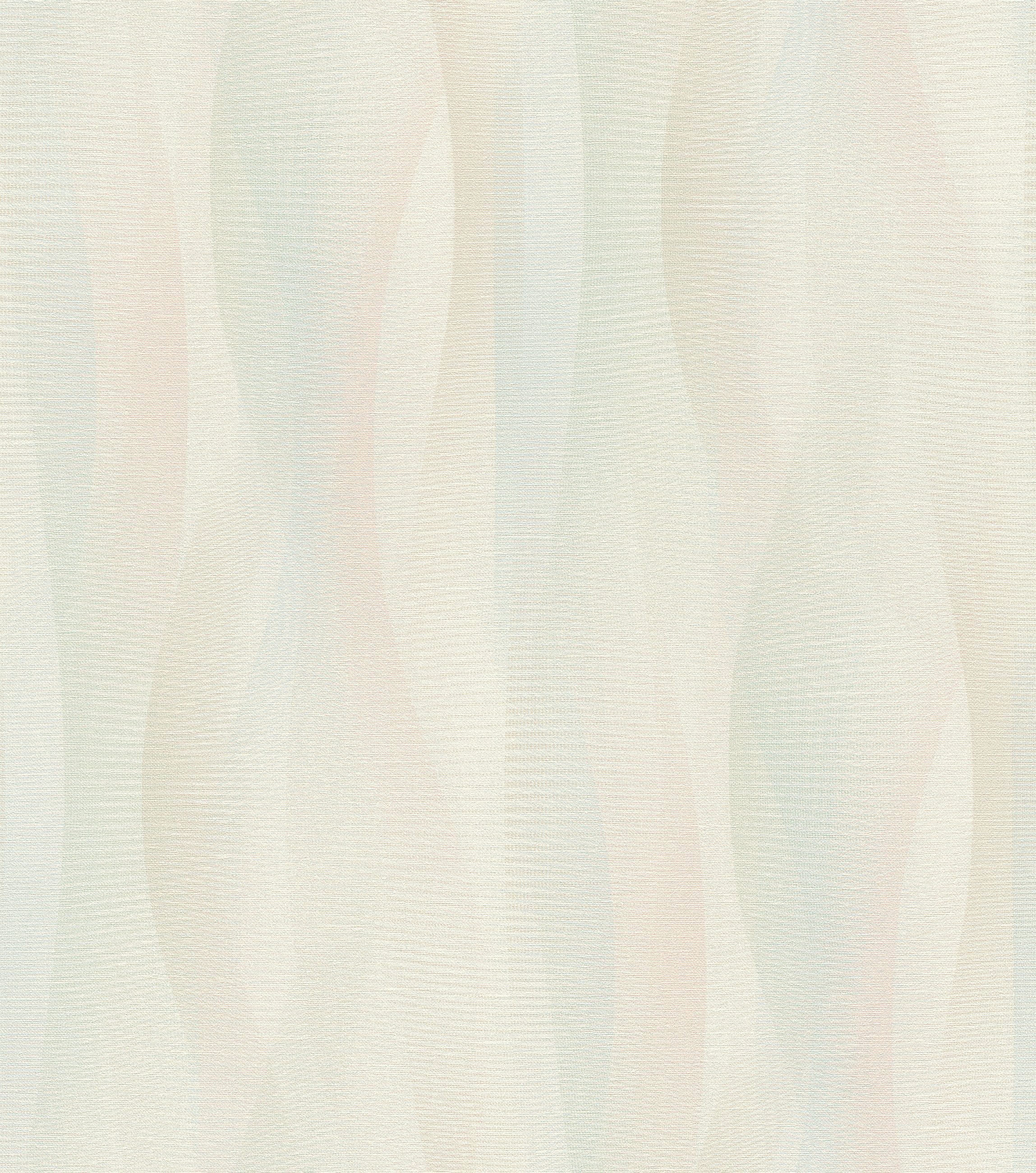 Rasch Vliestapete Grafisches Muster – Vinyltapete Beige Blau Rosa, Geschwungen, (1 Rolle, 1 St., 10,05 m x 0,53 m), gute Lichtbeständigkeit, feucht abwischbar, restlos abziehbar