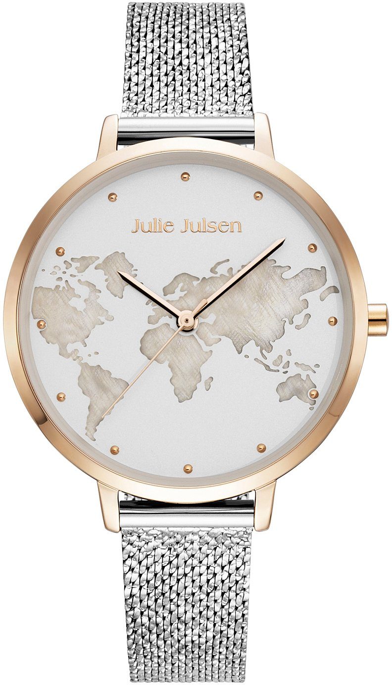 Damen Uhren Julie Julsen Quarzuhr World Rosé Silver, JJW1399RGSME