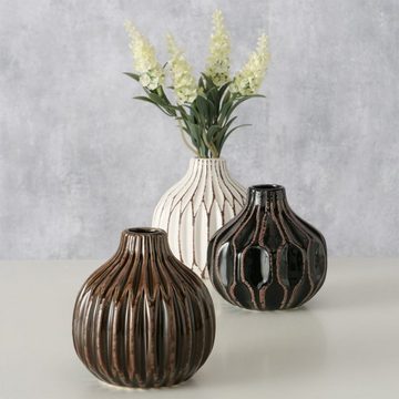 BOLTZE Dekovase Vase im 3er Set im Shabby Chic Look aus Keramik Blumenvase Schwarz