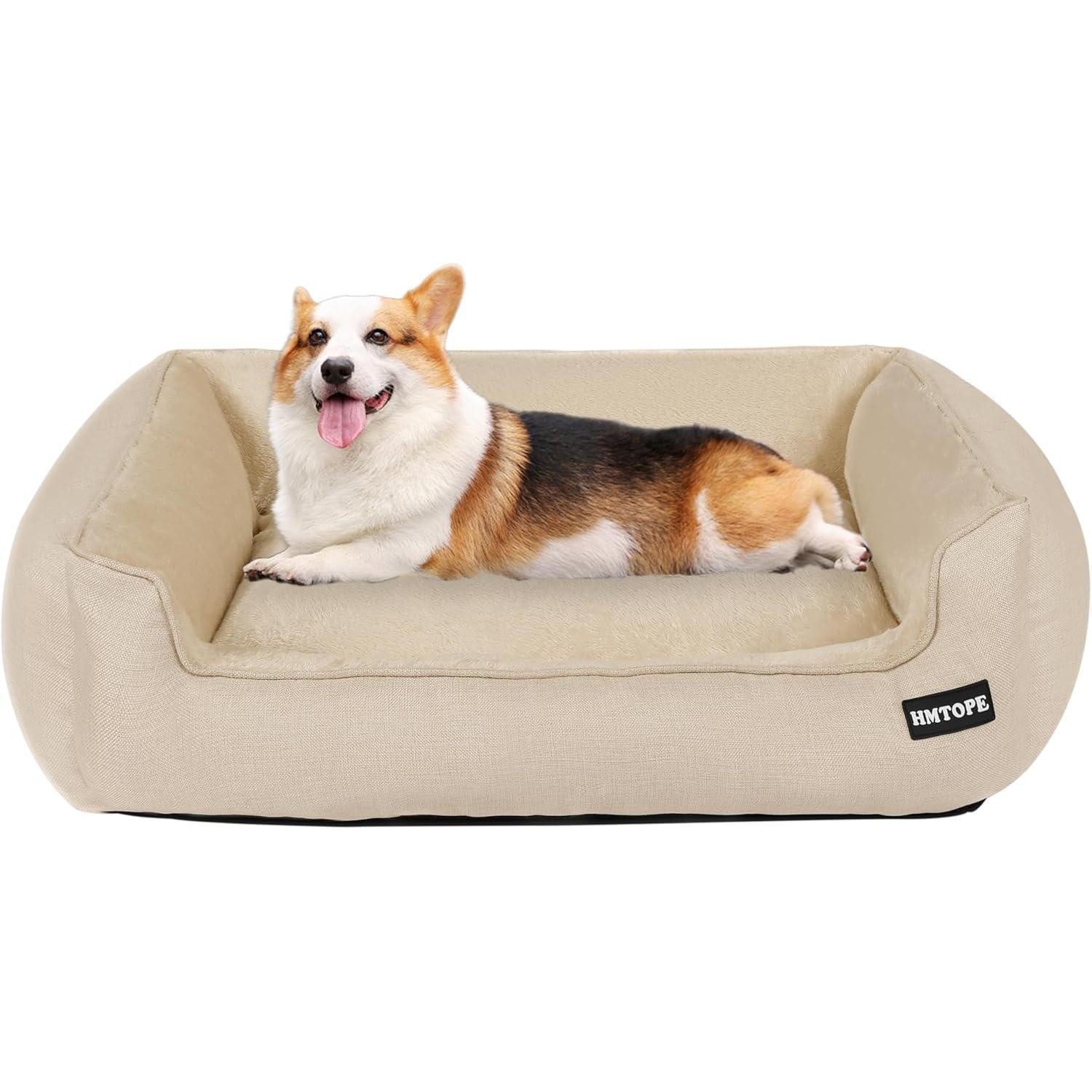 LuxusKollektion Hundebett Hundebett Hundekissen Hundekörbchen L 90 x B 75 x H 25 cm Beige