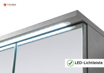 Aileenstore Spiegelschrank DUO Breite 100 cm, Schalter-/Steckdosenbox, LED-Beleuchtung