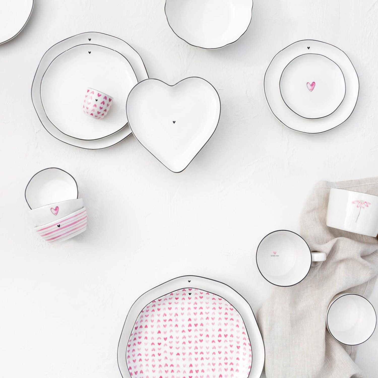 Bastion Collections Tasse Watercolour Stripes, Keramik, Spülmaschinengeeignet, Weiß, Streifen, H: 7cm