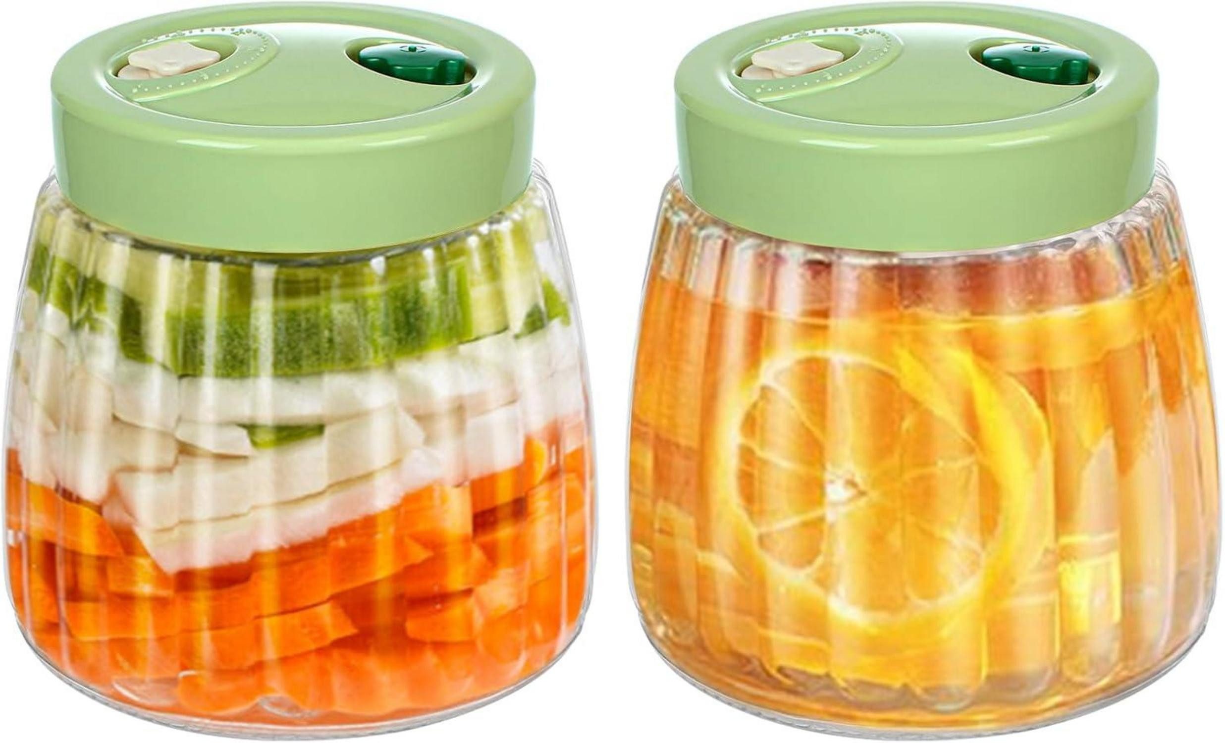 Aufbewahrungsbox Fermentierglas 2er-Pack 1L Kimchi Behälter Entlüftungsöffnungen