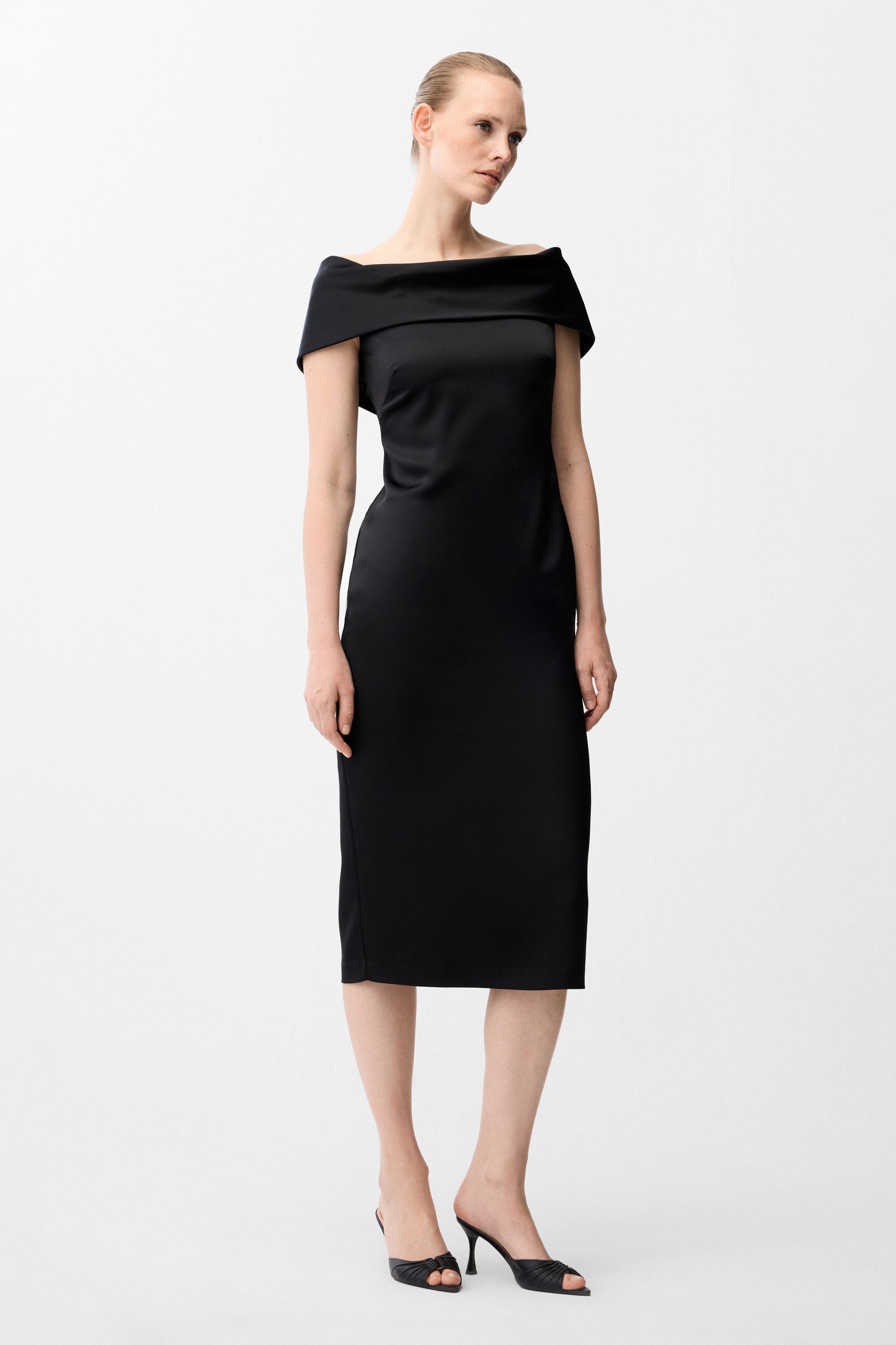 adL Abendkleid Langes Kleid mit U-Boot-Ausschnitt