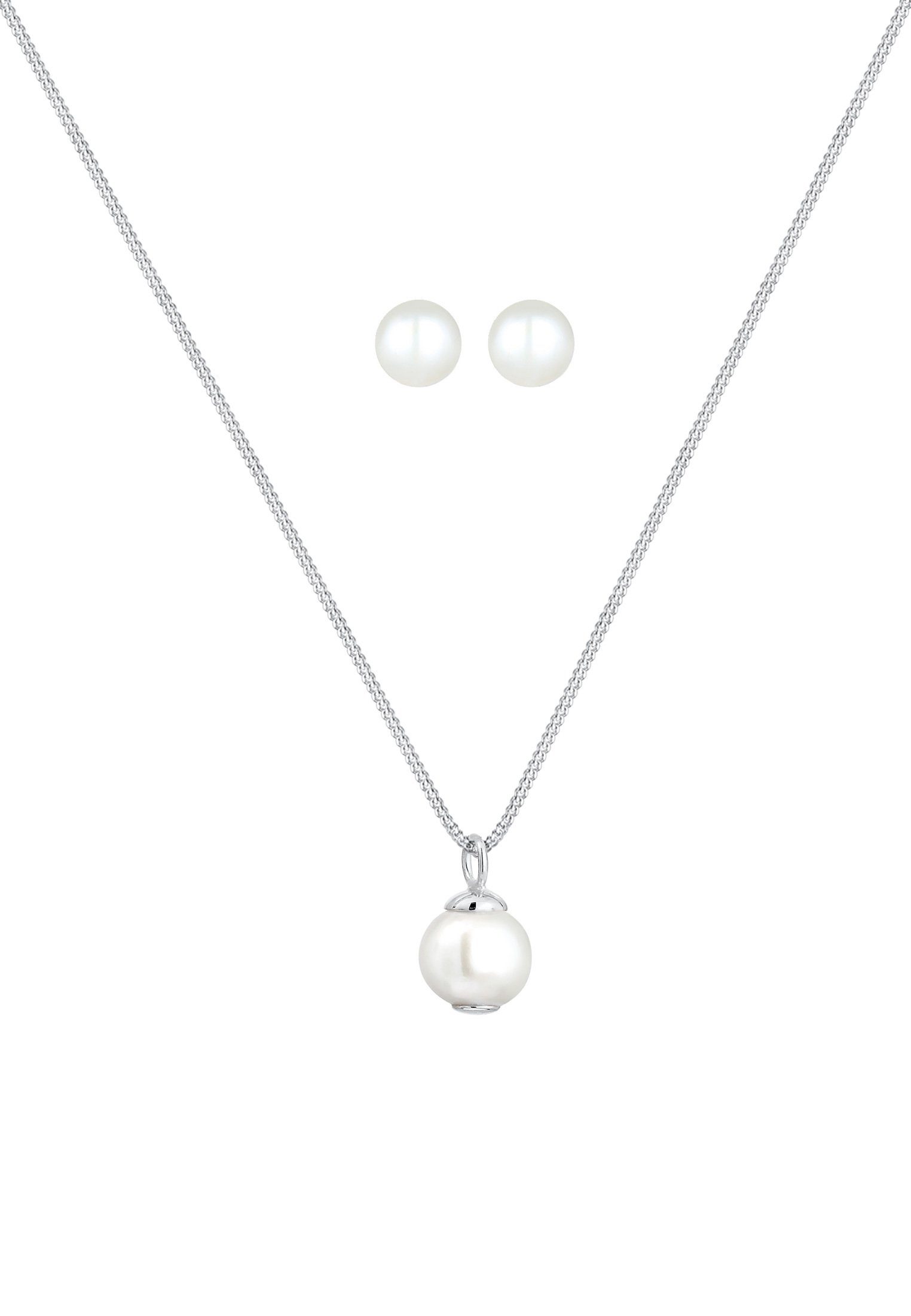 Elli Schmuckset Süßwasserperlen Weiß 925 Sterling Silber
