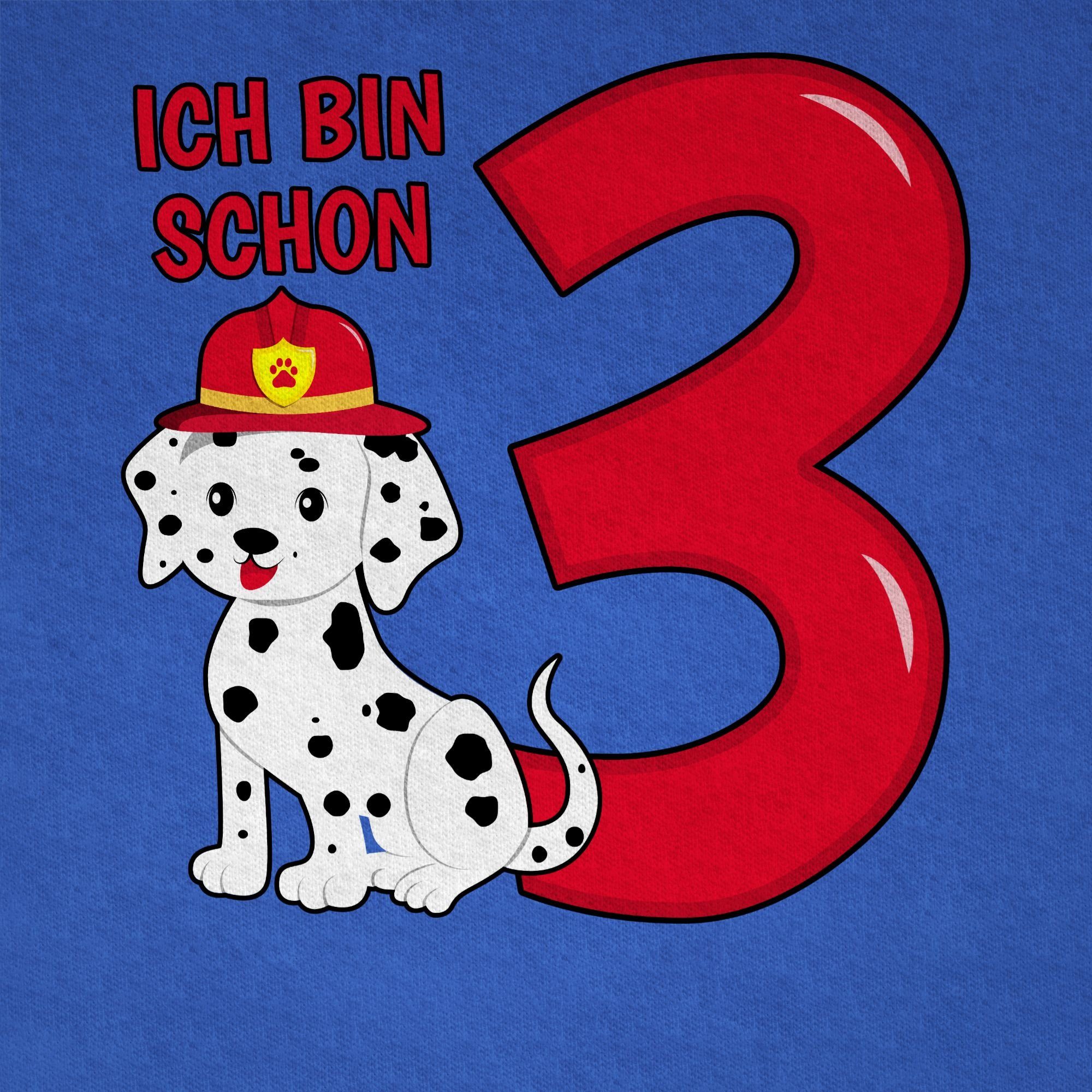 Shirtracer T-Shirt Ich bin schon 3. Feuerwehr Geburtstag Hund 01 Royalblau drei