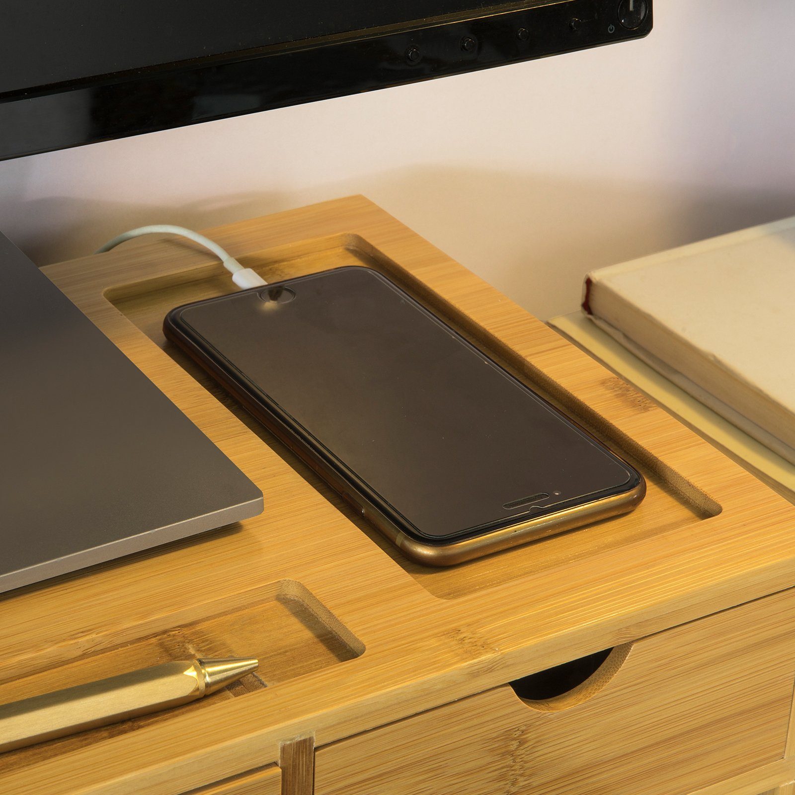 SoBuy Monitor-Halterung BBF03, (Monitorerhöhung Monitorständer Bildschirmständer Schreibtischaufsatz)