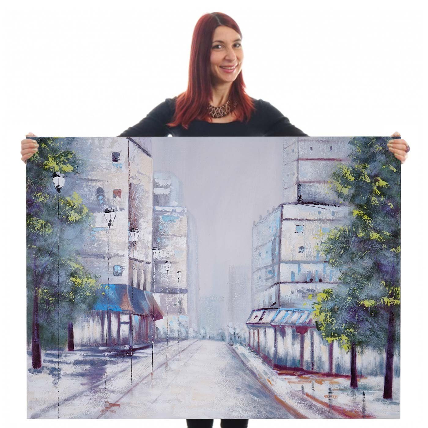 MCW Ölgemälde Wandbild Ortschaft, Ortschaft, Hohe Qualität, Jedes Bild ein Unikat, Ölfarben, handgemalt
