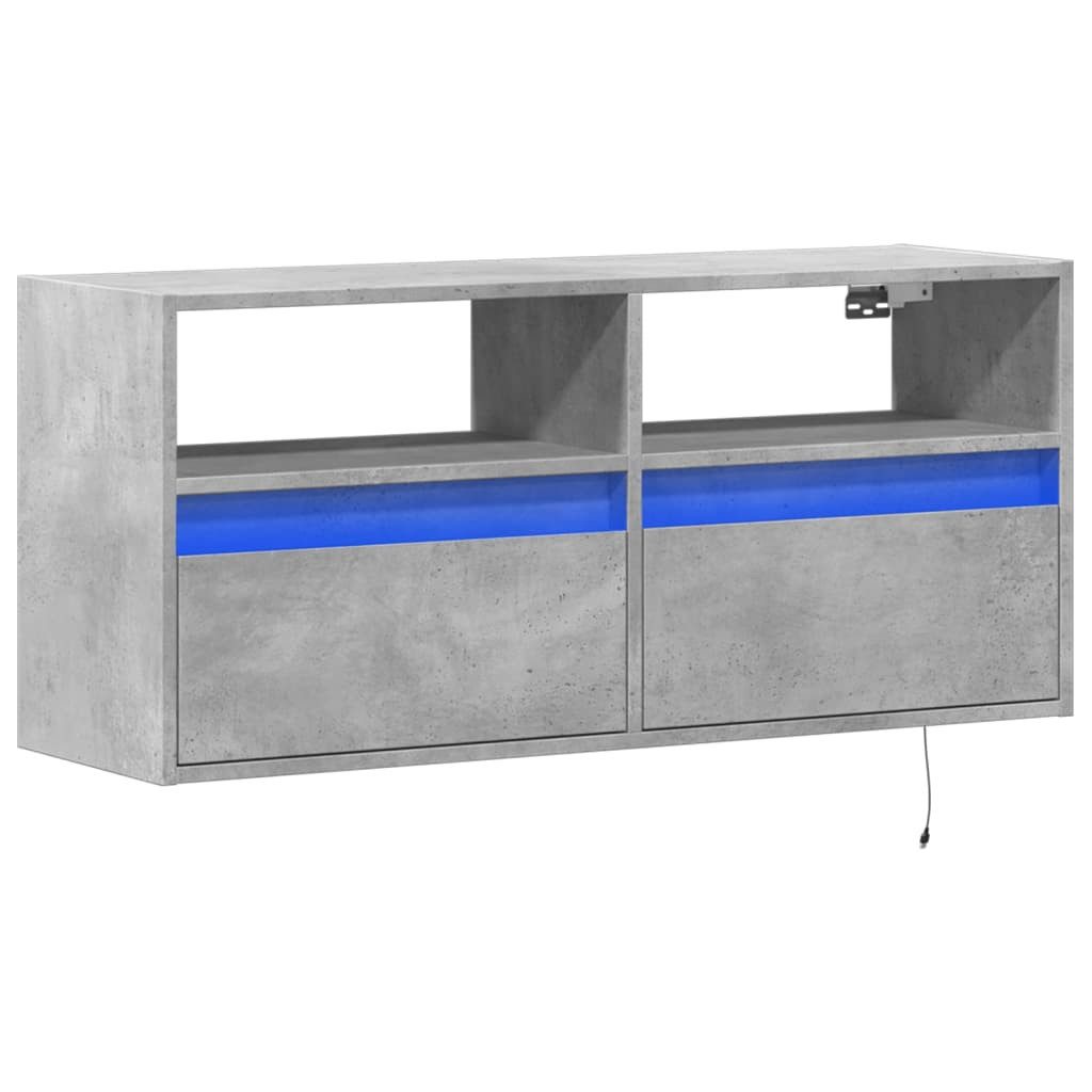 vidaXL TV-Wand TV-Wandschrank mit LED-Beleuchtung Betongrau 100x31x45 cm, (1-St)