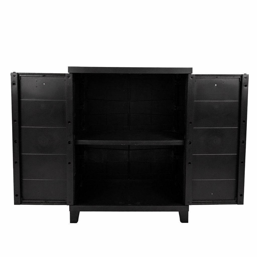 ONDIS24 Beistellschrank Kunststoffschrank Prime 88x66x40 cm schwarz abschließbar Kunststoffschrank Allzweckschrank mit 15kg Belastung pro Einlage