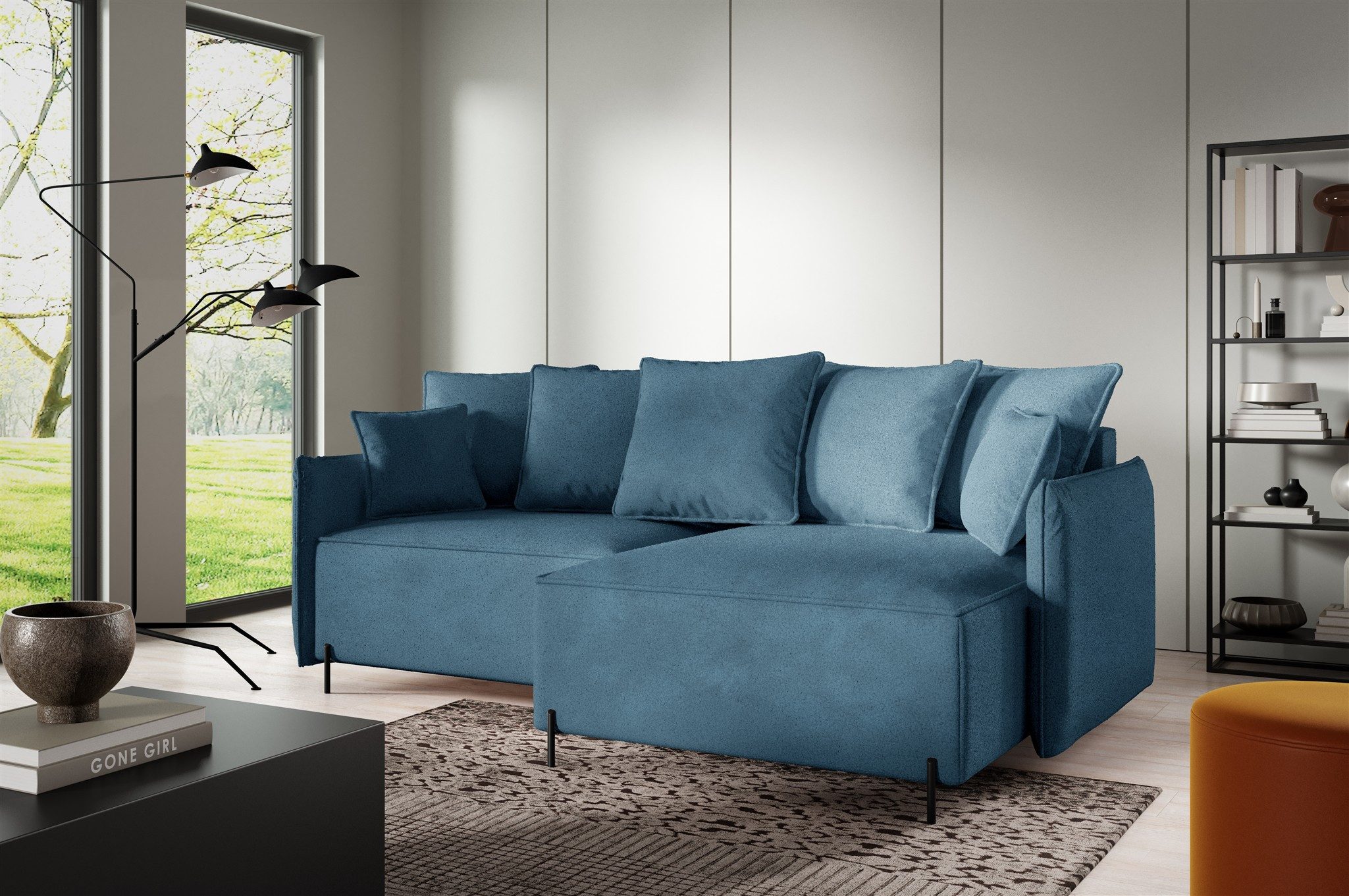 Fun Möbel Ecksofa Schlafsofa Sofa BETTO in Stoff Now or Never, Ottomane Links oder Rechts, Bettkasten, Rundumbezug