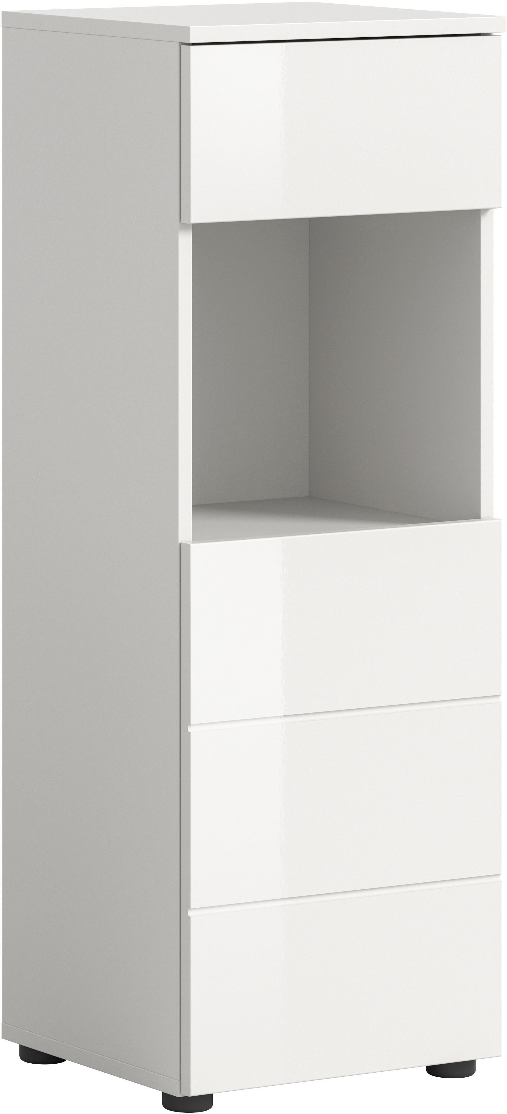 welltime Unterschrank BIEL, Höhe 106 cm,1 Tür, 1 Schubkasten (1-St) Türanschlag wechselbar, modernes Design, Badschrank, Unterschrank, Bad