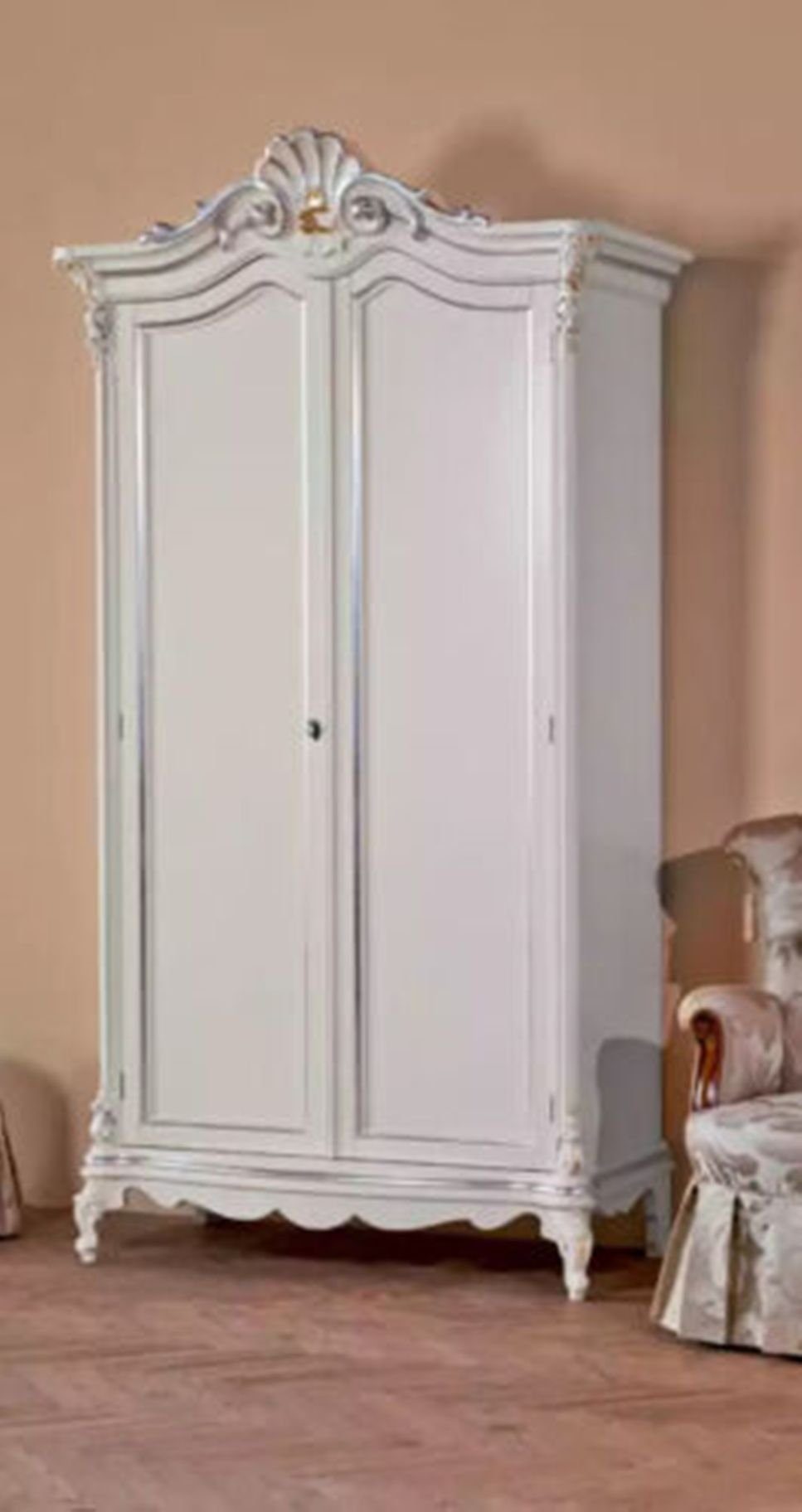 JVmoebel Kleiderschrank Möbelstil Klassischer Kleiderschrank (1-St., in Kleiderschrank) Italy Made Schlafzimmerschrank Holz Weiß