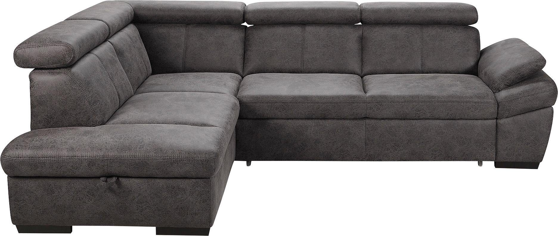 exxpo - sofa fashion Ecksofa Salerno, Funktionssofa, hoher Sitzkomfort, Breite 268cm, L-Form, inkl. Kopf- und Armteilverstellung, wahlweise mit Bettfunktion