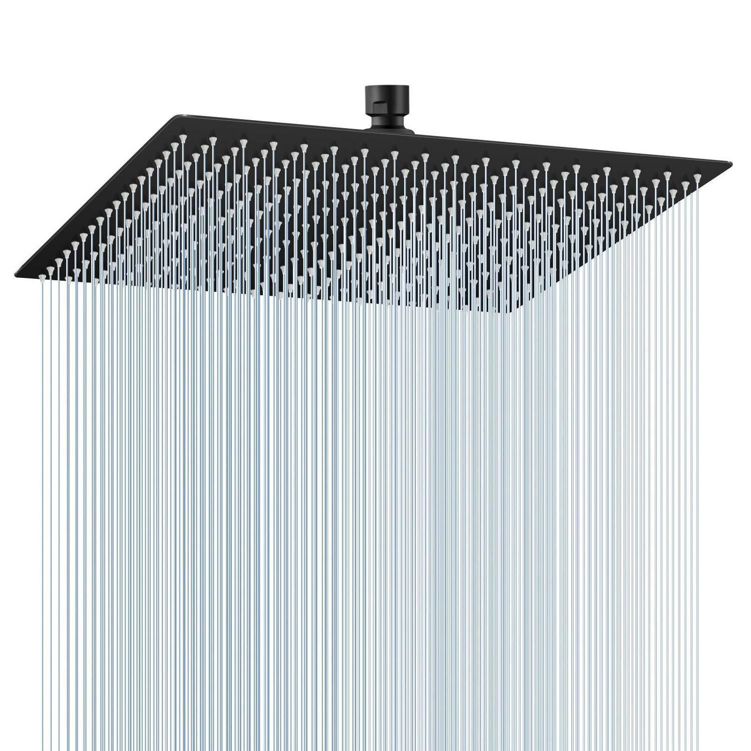 LuxusKollektion Regenduschkopf Duschkopf Regendusche 40cm 304 Edelstahl Wasserfall 40CM B-mattschwarz
