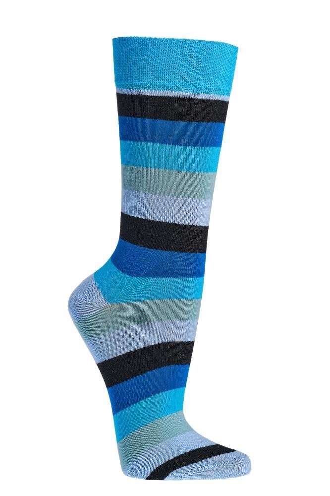 Baumwolle 6 für FussFreunde Paar geringelt Blau Damen Herren & Freizeitsocken Trend-Socken aus Bio