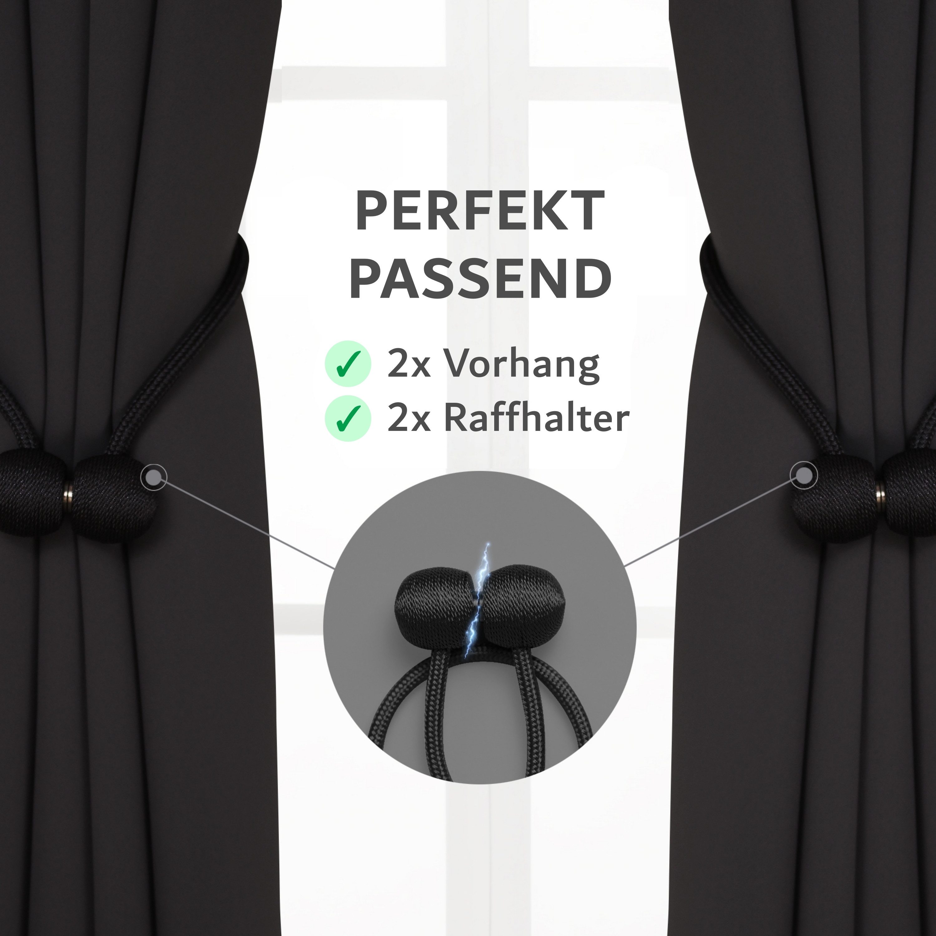 Cozyor Verdunkelungsvorhang 2er-Set inkl. 2 Magnethalter, thermoisolierend, Gardinen blickdicht (2 St), Ösen, verdunkelnd, Mikrofaser Polyester, Gardinen Thermo – Bild 2 von 5