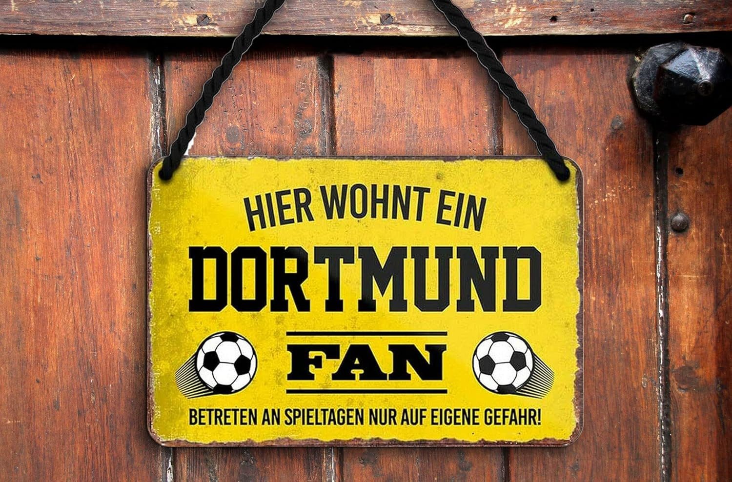 schilderkreis24 Metallschild Blechschild Hier wohnt ein Dortmund Fan 18x12cm