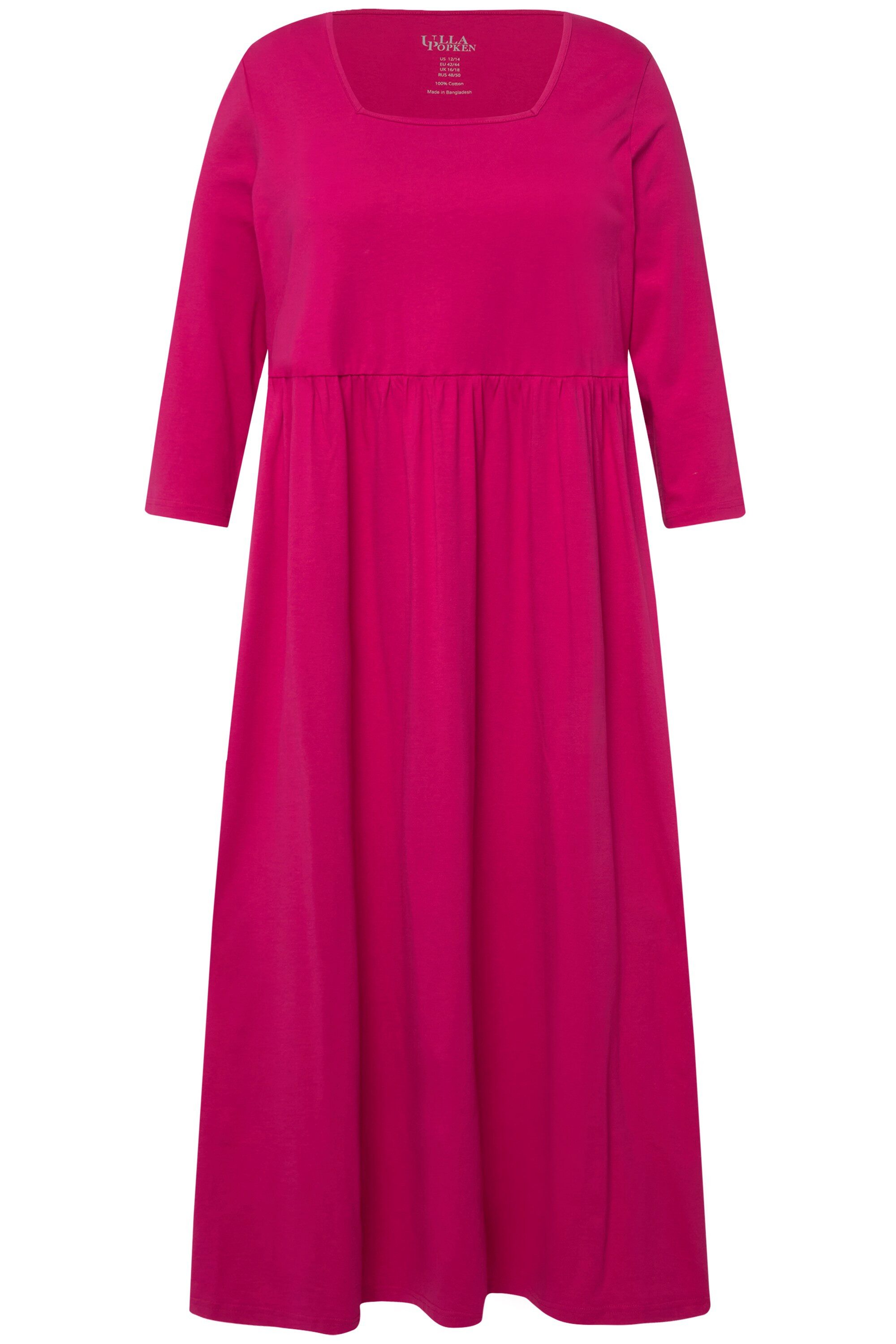 Ulla Popken Maxikleid Jerseykleid A-Linie Carré-Ausschnitt günstig online kaufen